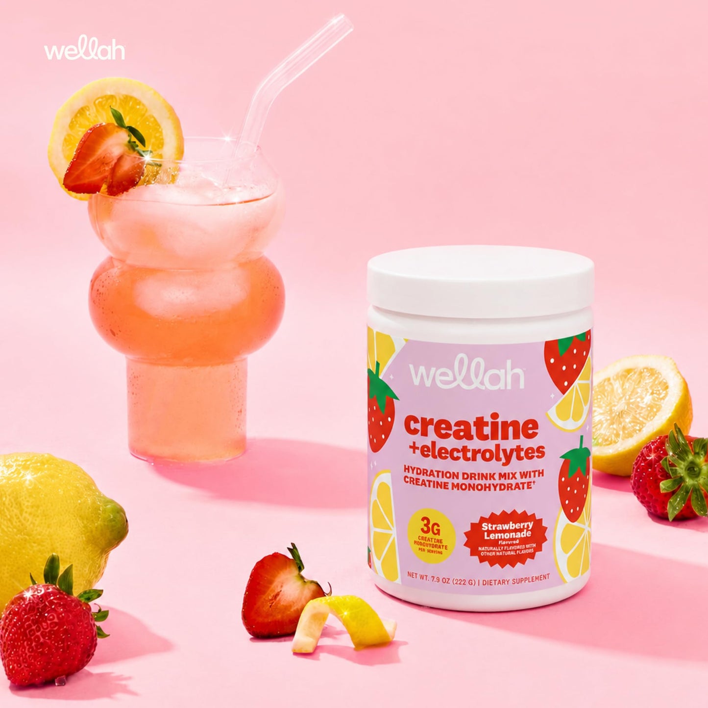 Wellah Creatine + Electrolytes Powder 7.9 Ounce