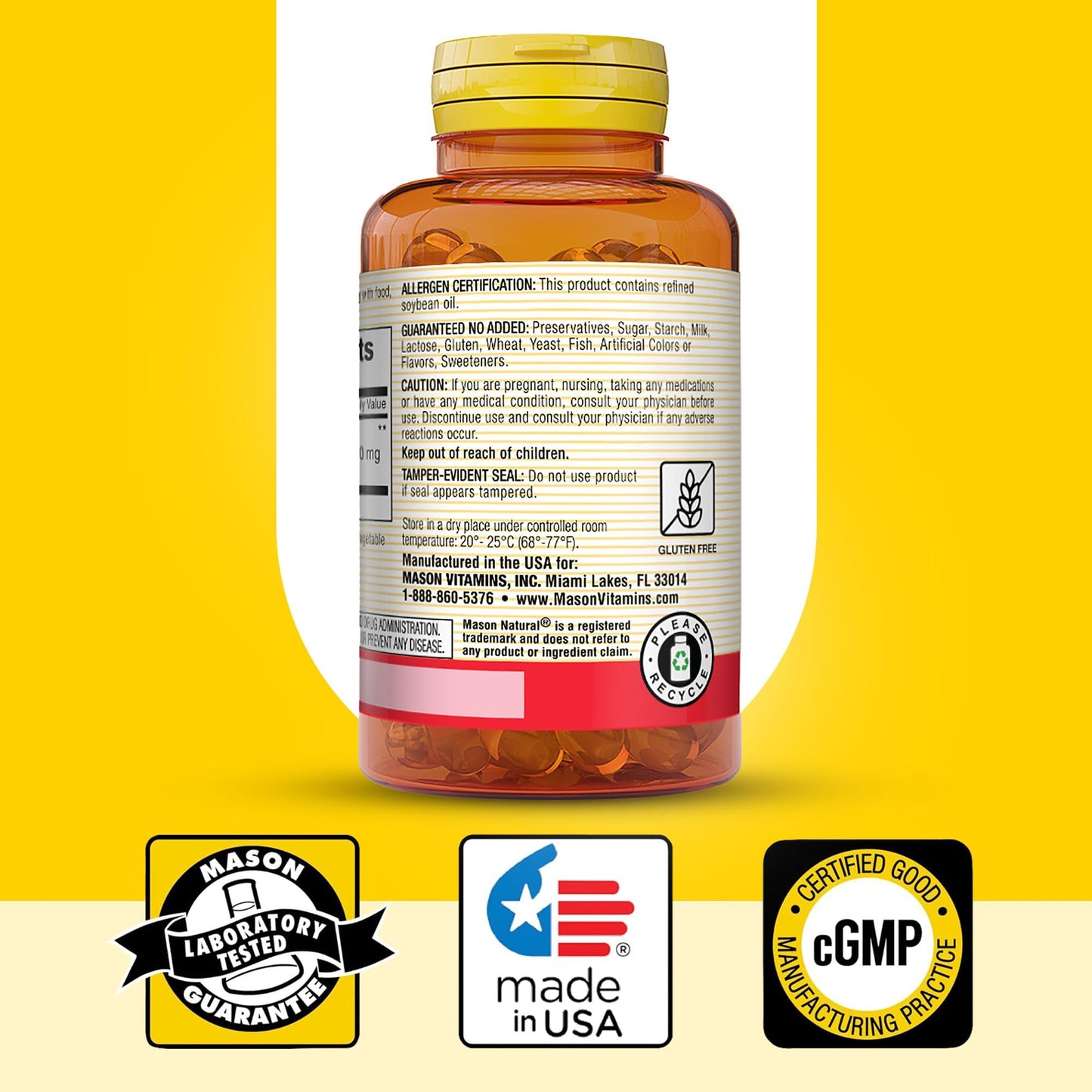 Mason Natural Garlic Oil 1000 mg Softgels, 100 Count