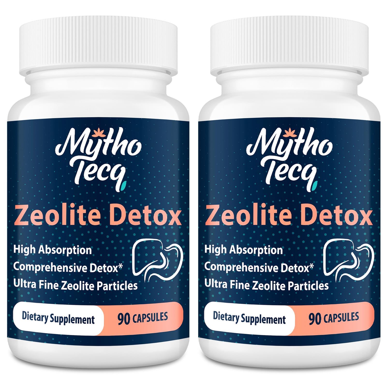 MythoTecq Zeolite Capsules with Activated Charcoal & Bentonite, 180 Capsules