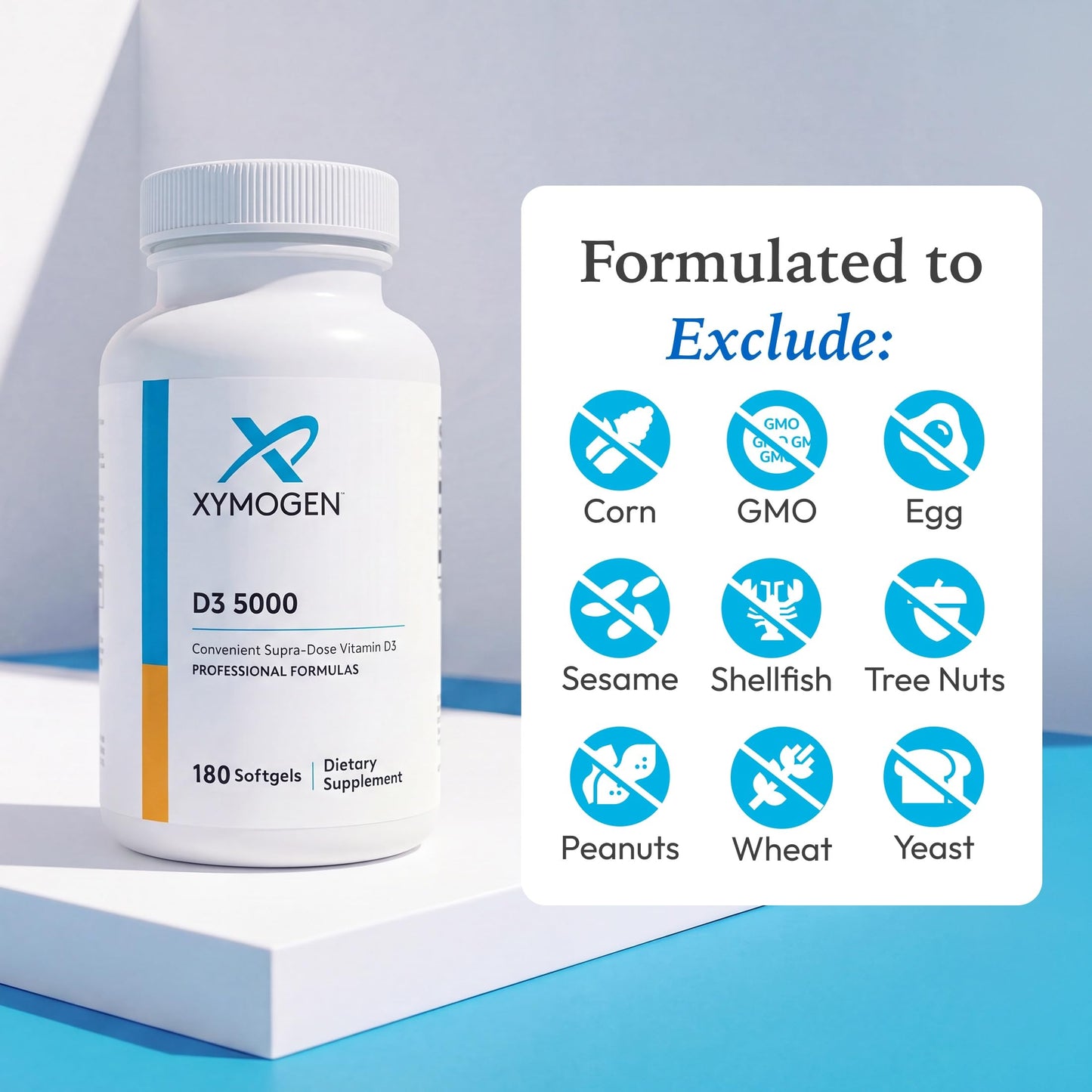 XYMOGEN D3 5000 Softgels, 180 Count