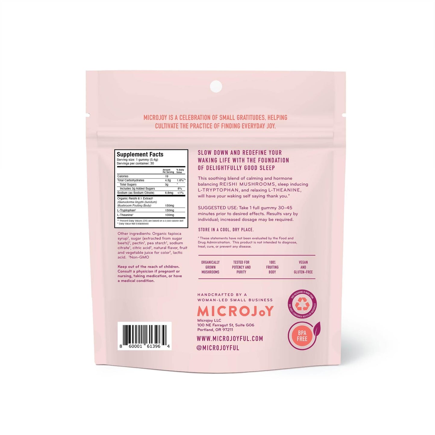 Microjoy Hibernate Sleep Aid with Reishi Mushroom Gummies 30 Count