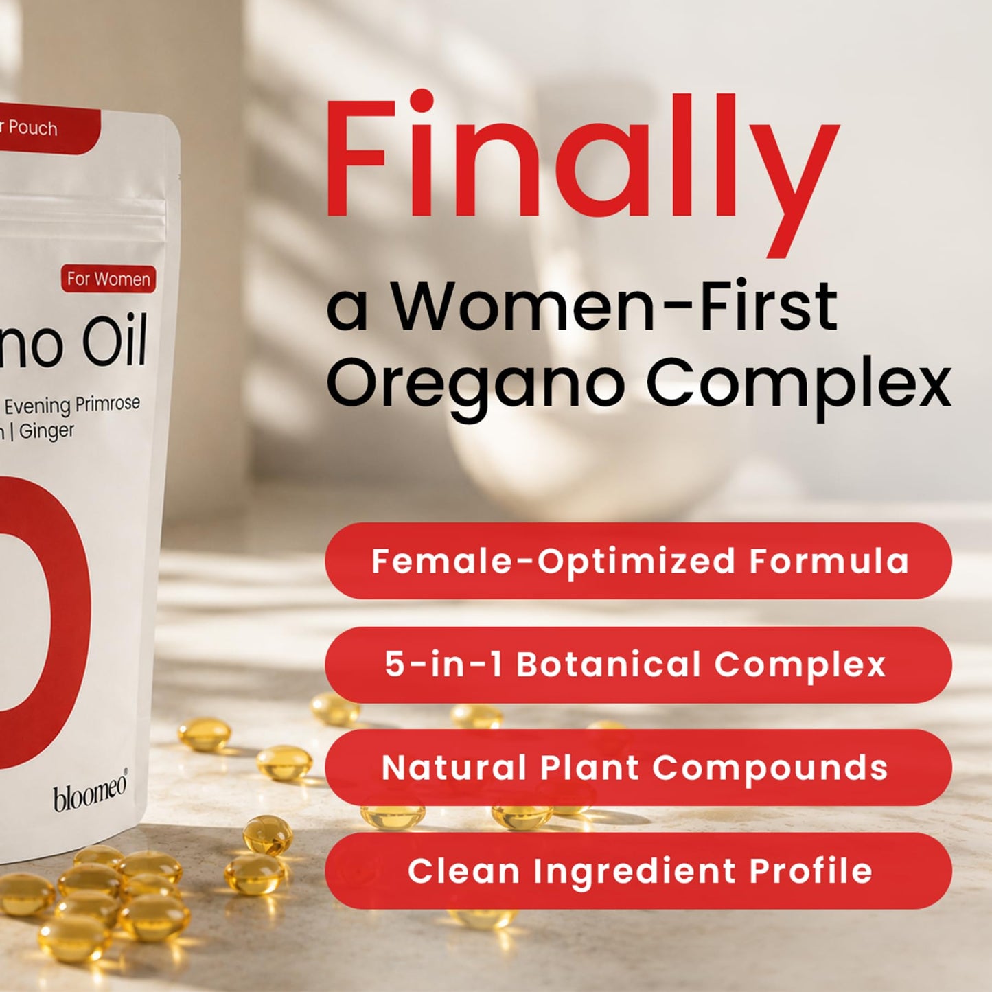 Bloomeo Oil of Oregano with Black Seed Oil for Women Softgels 120 Count
