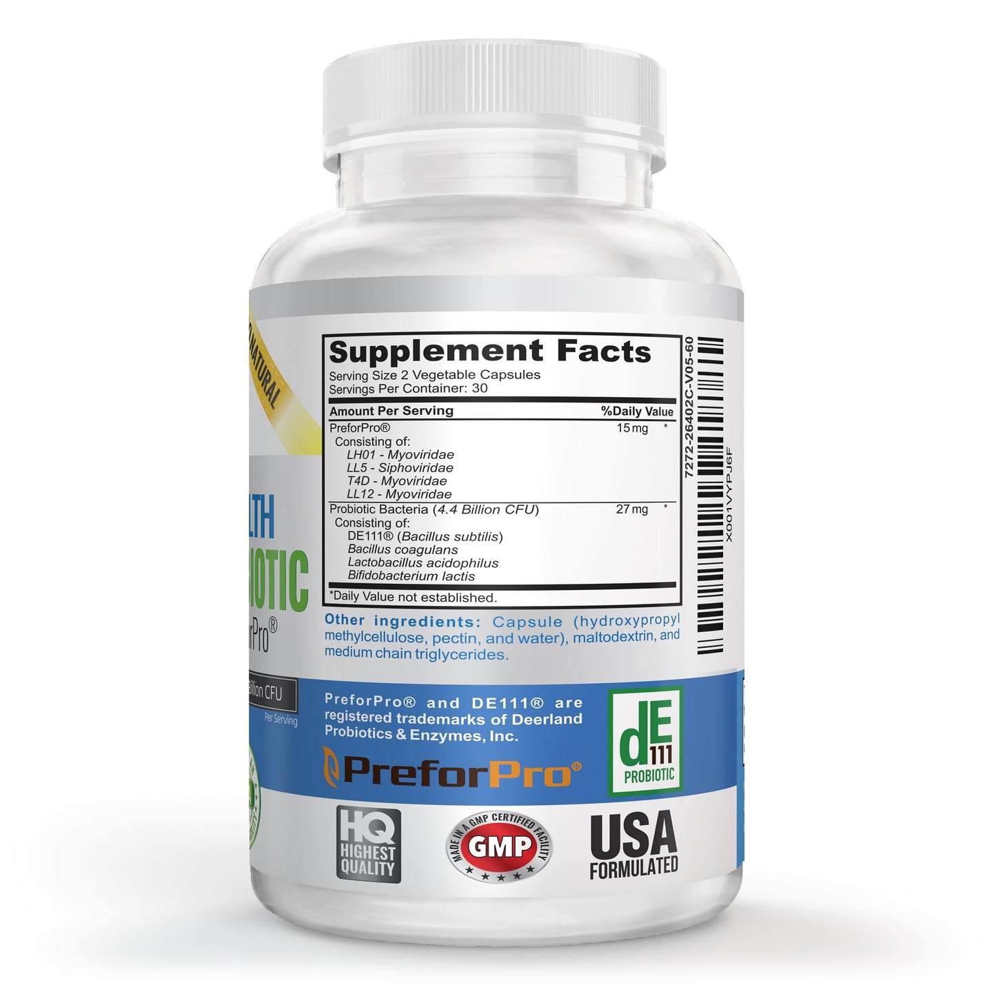 Vitalité Now! Premium Probiotic Plus Ultimate Prebiotic Capsule - Gut Biome Builder & Restoration 60 Count