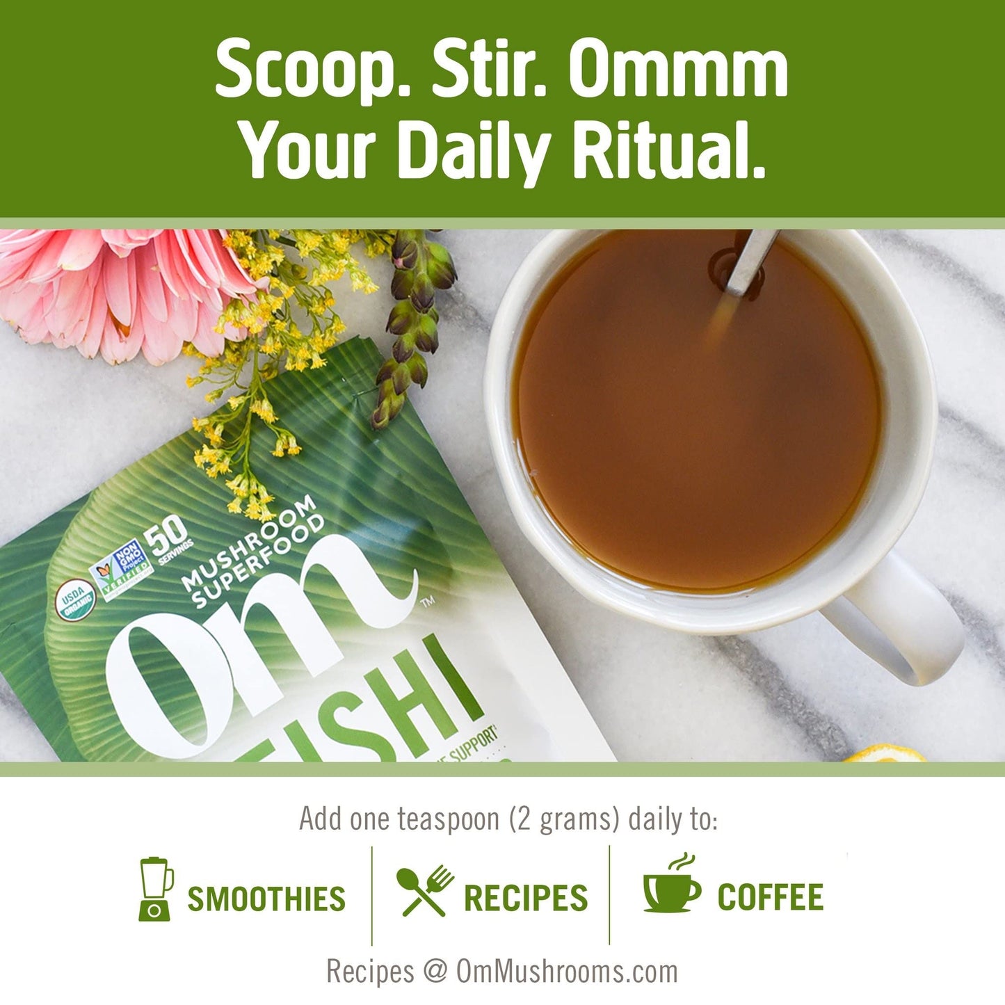 OM MUSHROOM SUPERFOOD Reishi Organic Mushroom Powder 7.05 oz