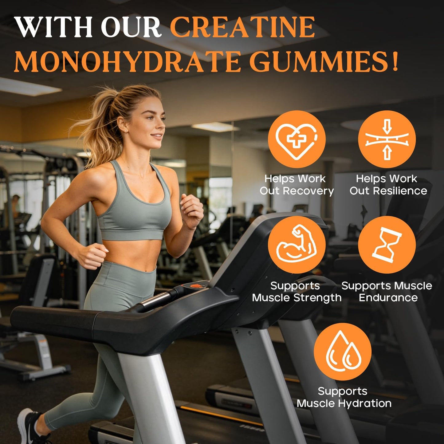 Bruce & Shark Orange Creatine Monohydrate Gummies, 150 Count