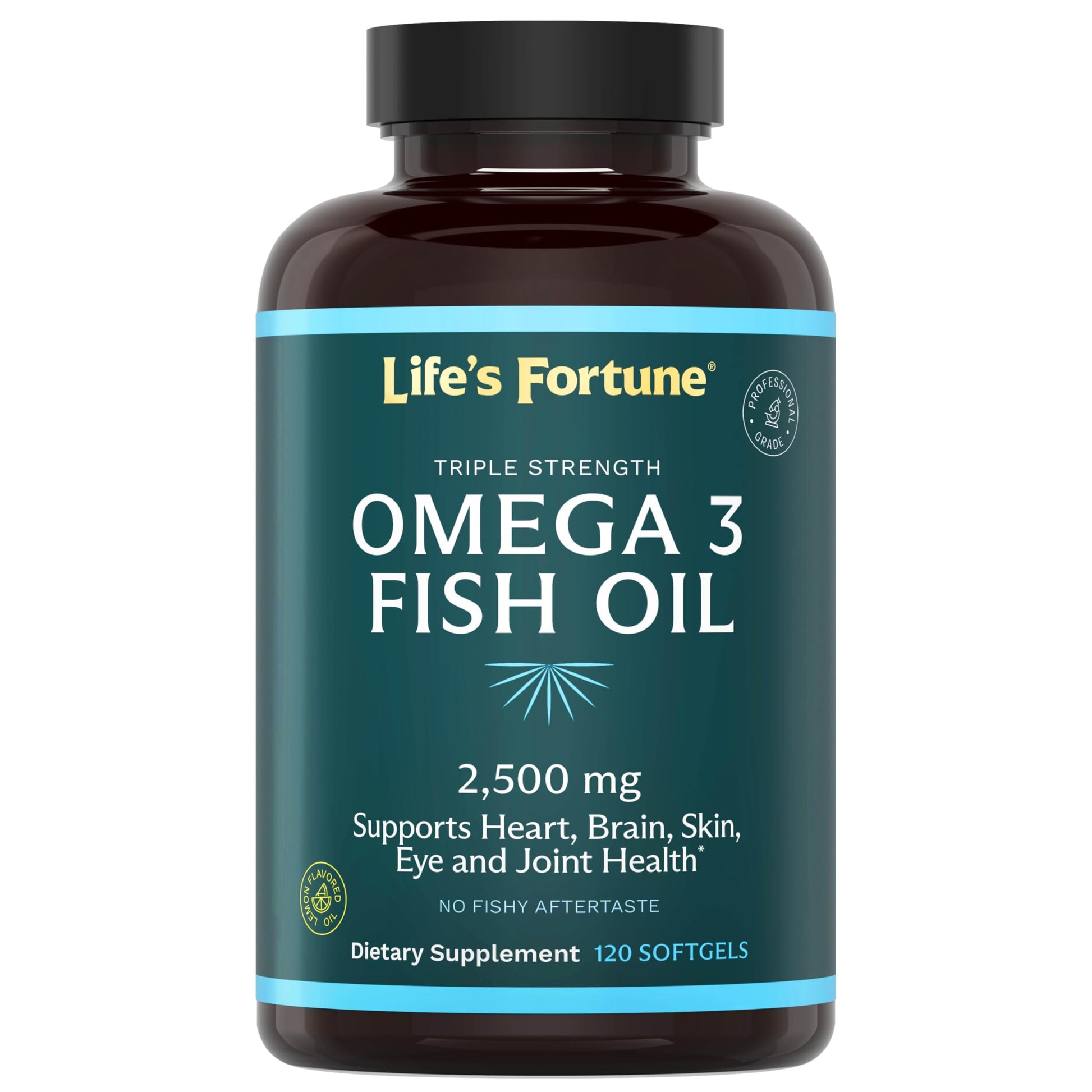 Life's Fortune Fish Oil Omega 3 Concentrate Supplement 2500 mg Softgels 120