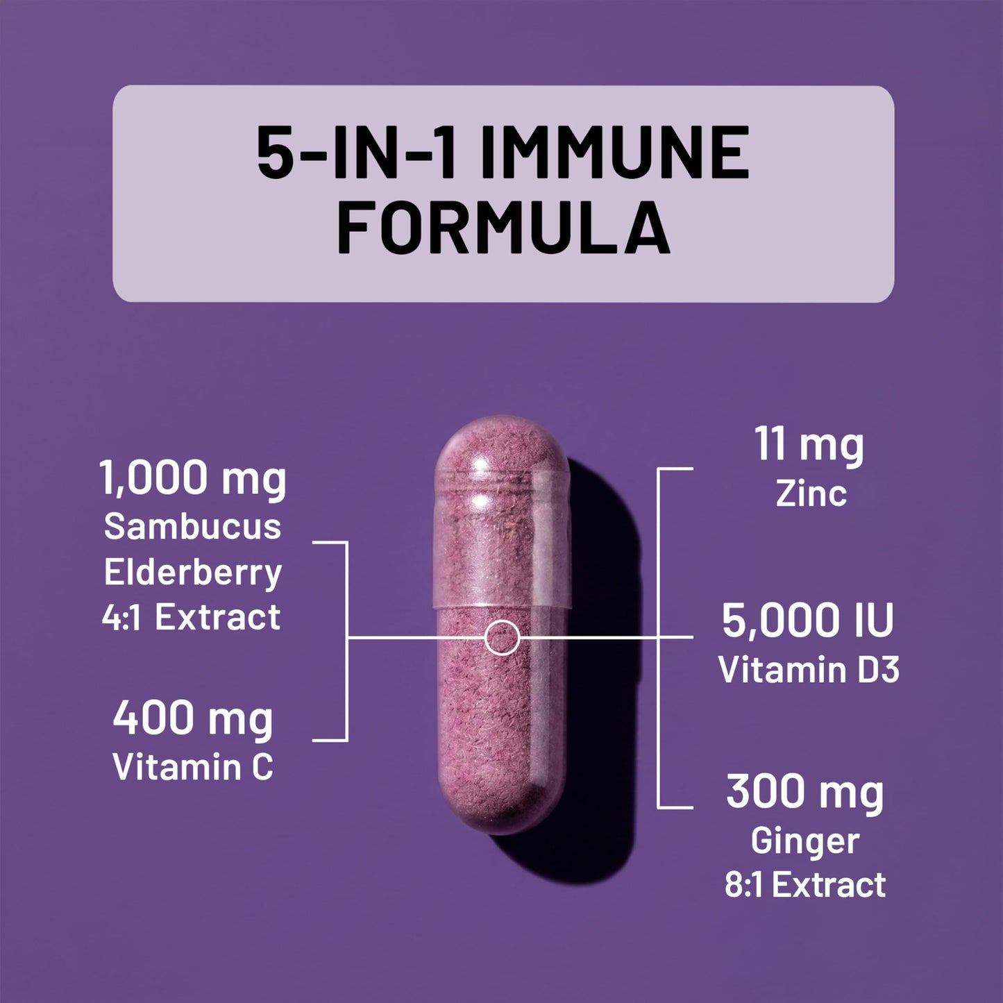 NatureWise Elderberry Vitamin C and Zinc for Adults - Sambucus Black Elderberry and Ginger & Vitamin D3 5000IU - 5 in 1 Immune Support - Non-GMO - USA Manufactured - 120 Capsules