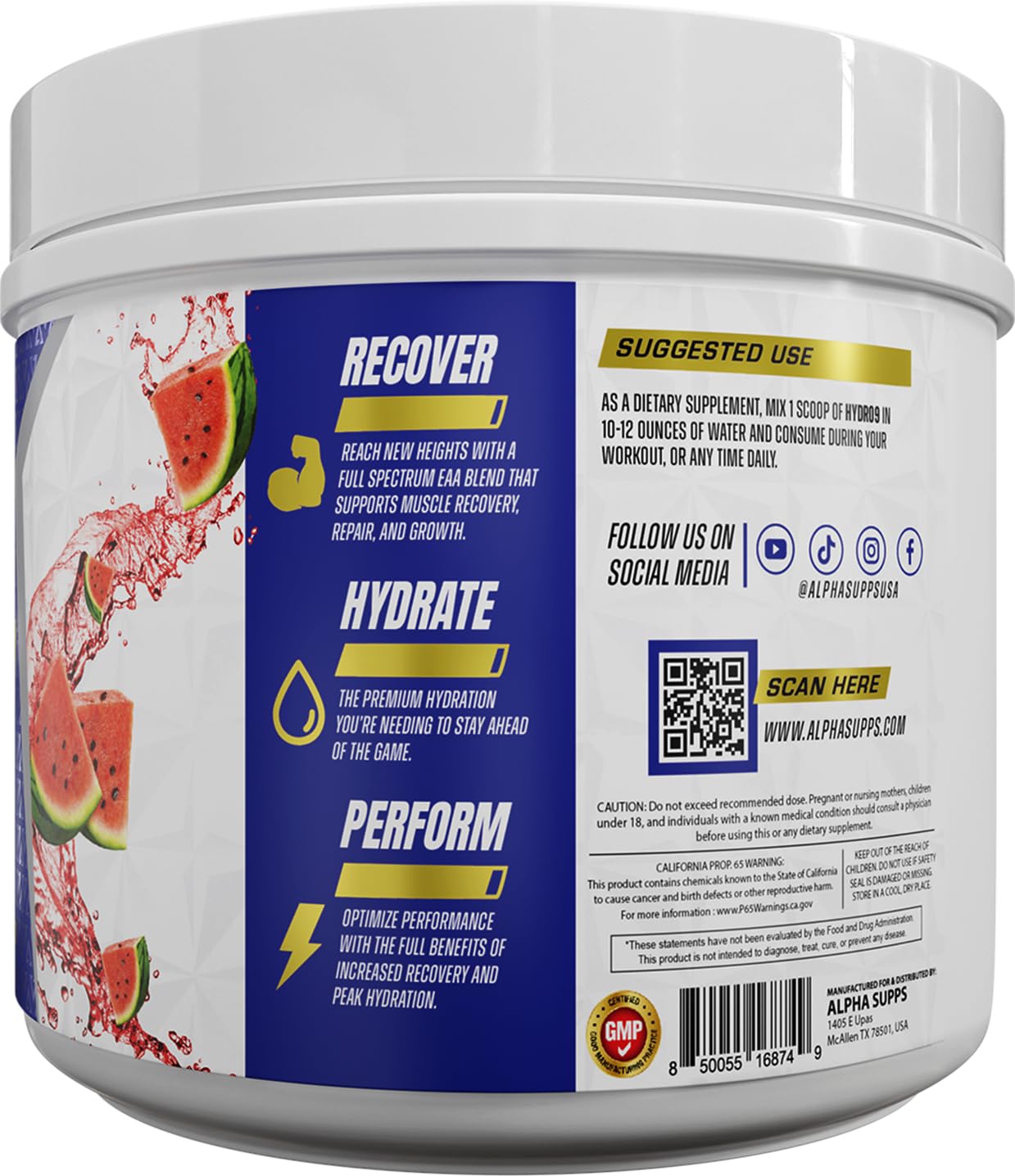 Alpha Supps Hydro 9 Aminos EAA + Hydration Formula with BCAAs & Electrolytes Powder 19