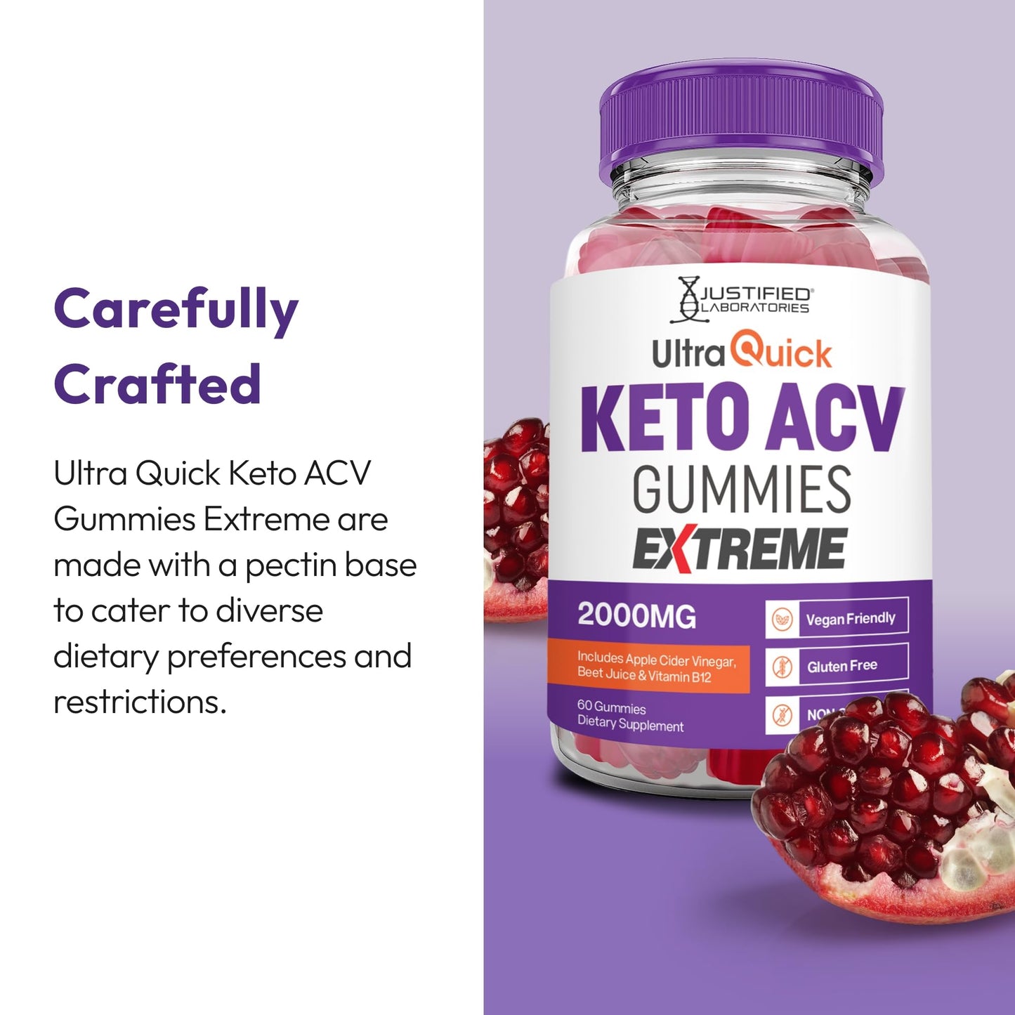 Justified Laboratories Ultra Quick Keto ACV Gummies Extreme (2000 mg) Gummies 60 Count