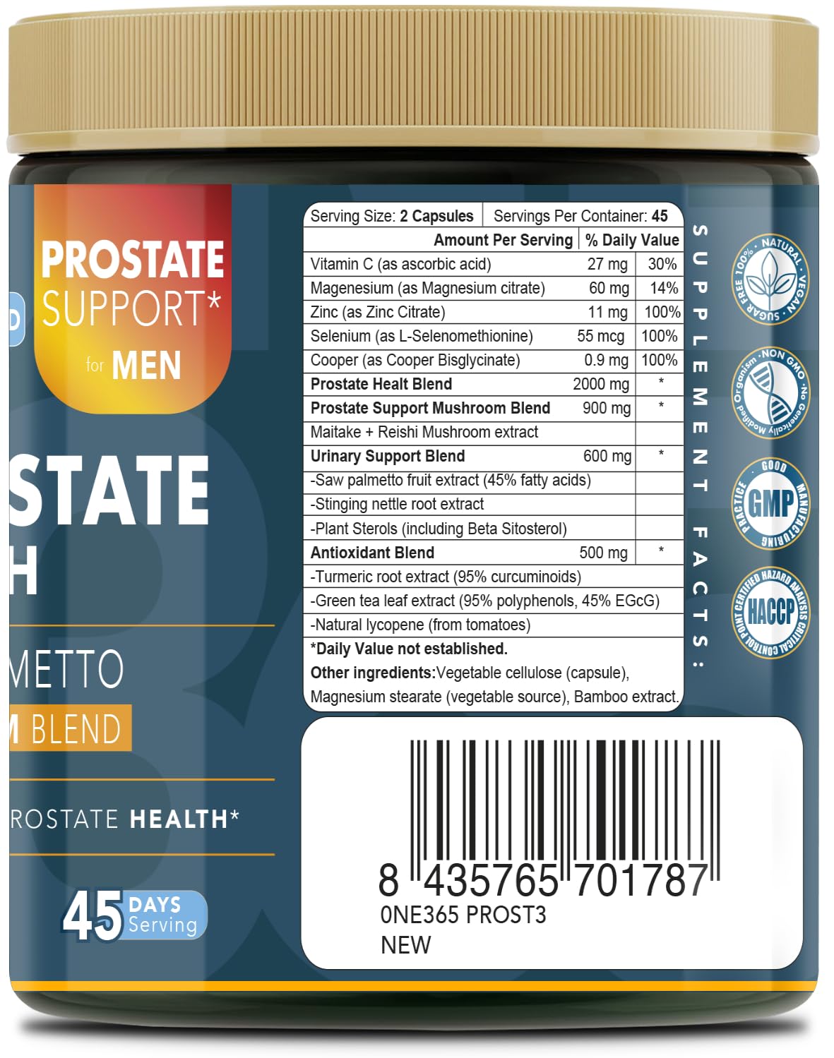 ONE 365 Saw Palmetto Prostate Health and Urinary Support for Men 90 Capsules