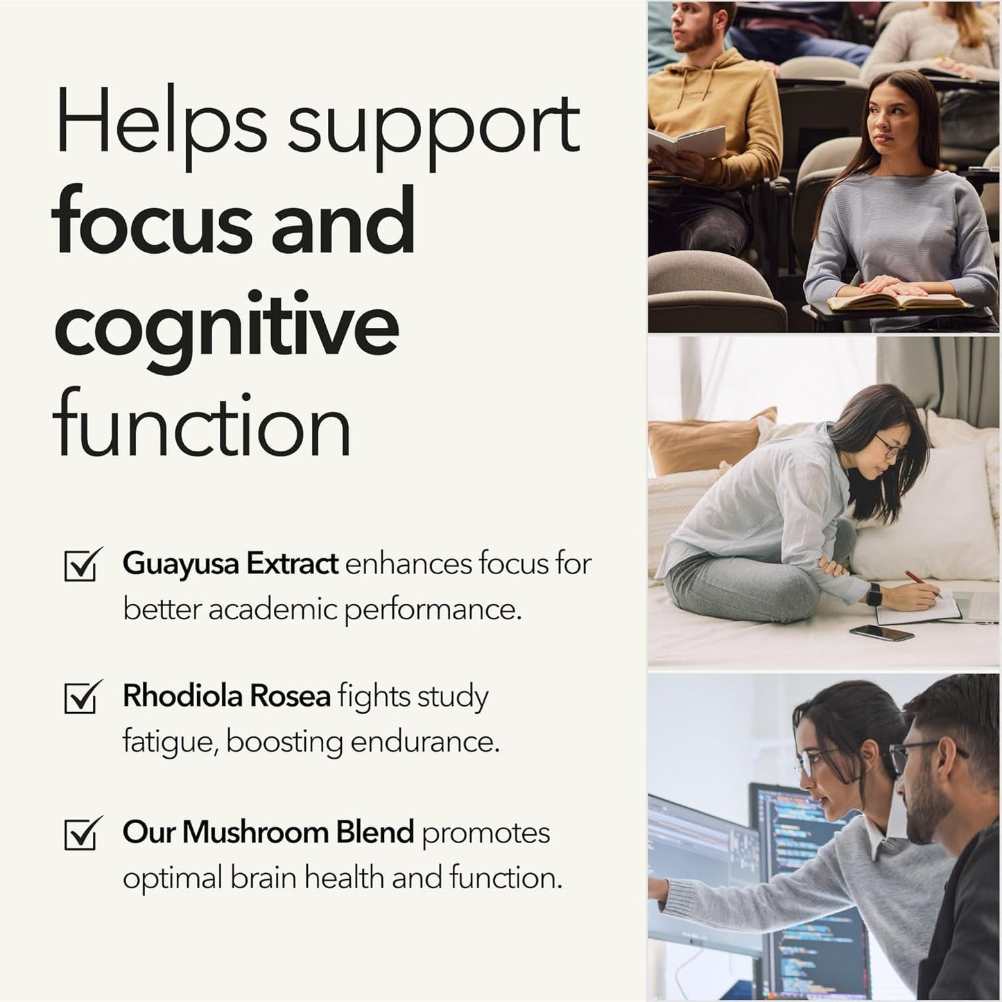 Mobisyn Organic Mushroom Supplement Cognitive Nootropic for the Brain Capsules, 180 Count