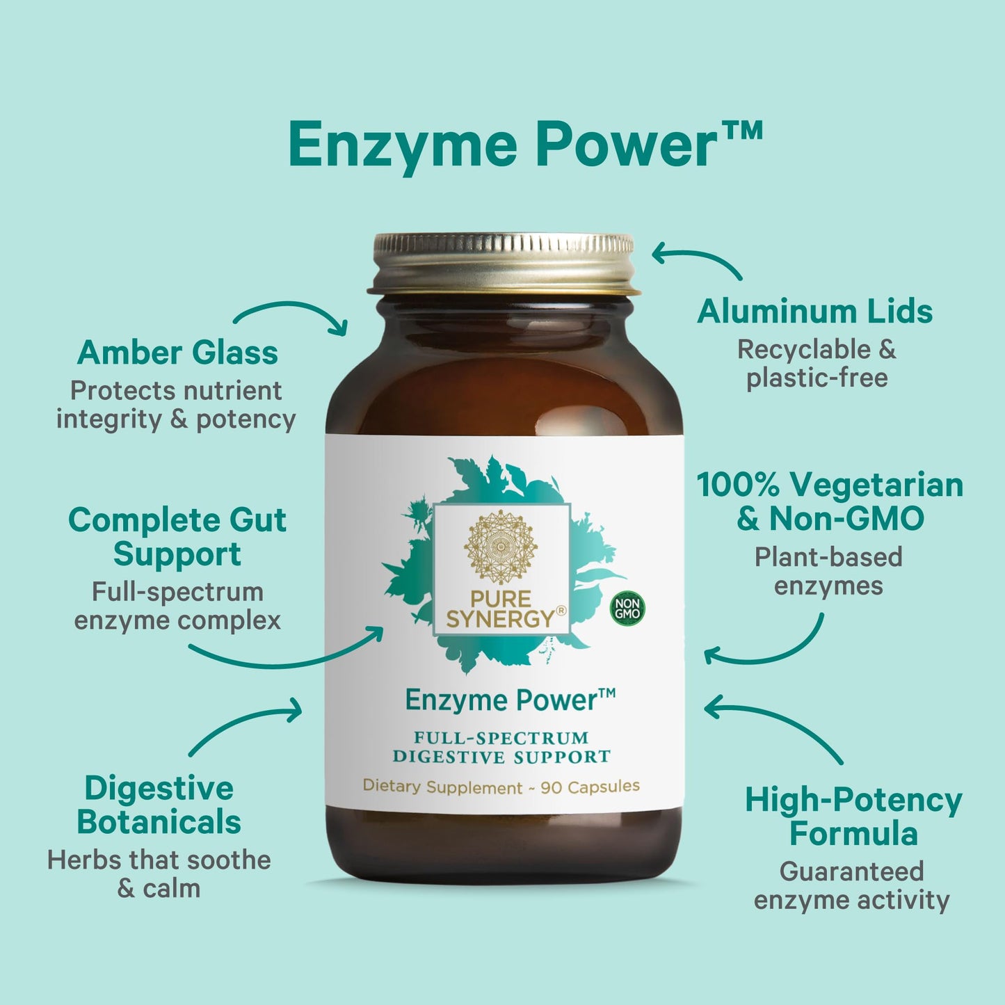 PURE SYNERGY Enzyme Power Digestive Enzyme Supplement Capsule 90