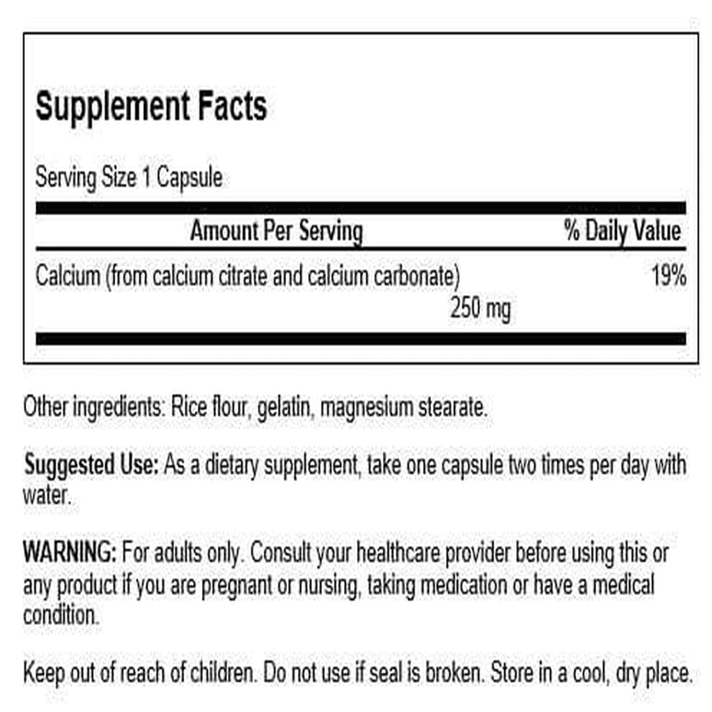 Swanson Calcium Citrate Complex Muscle Bone Health Support Mineral Supplement Capsules 300