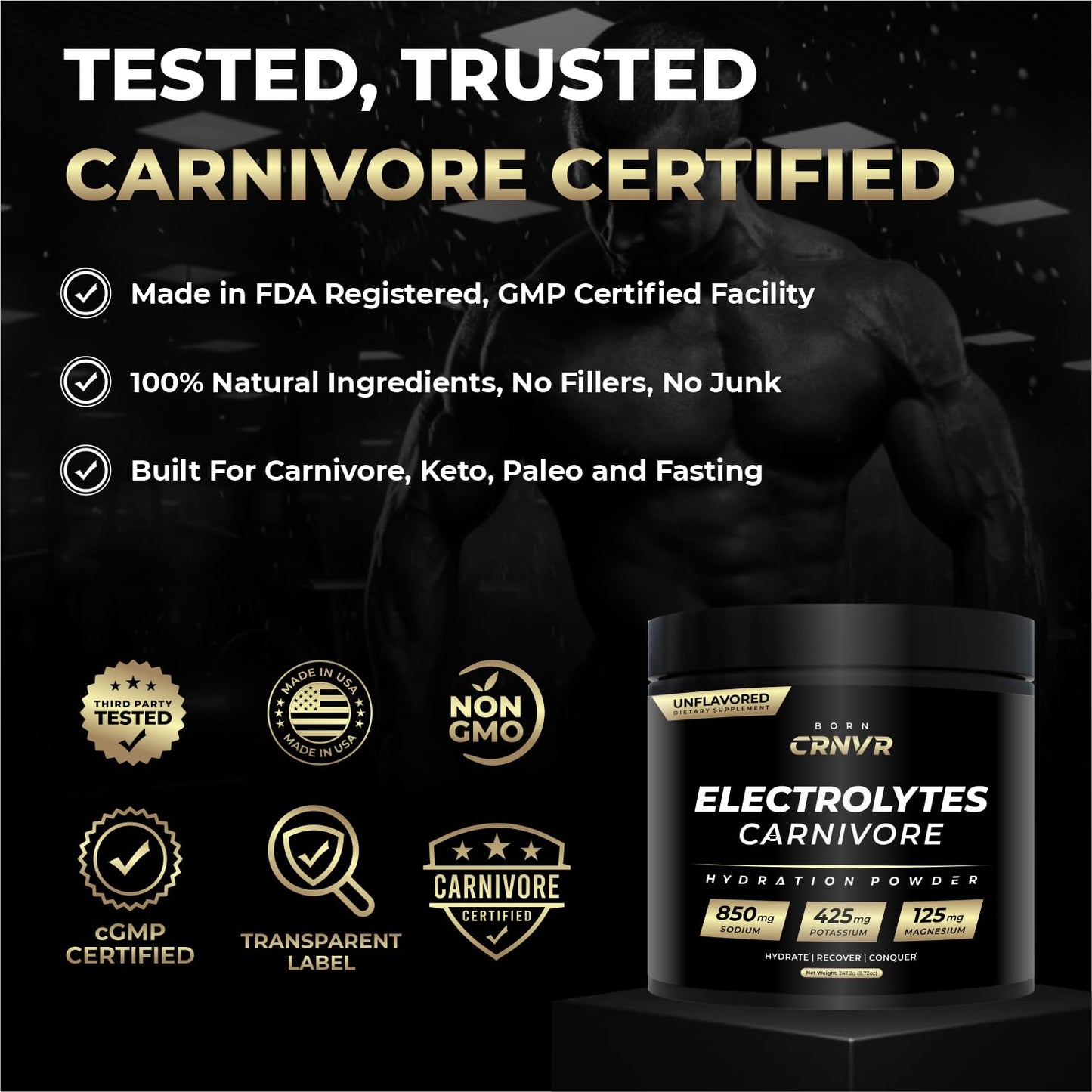 BORN CRNVR Carnivore Electrolytes Powder, 60 Servings