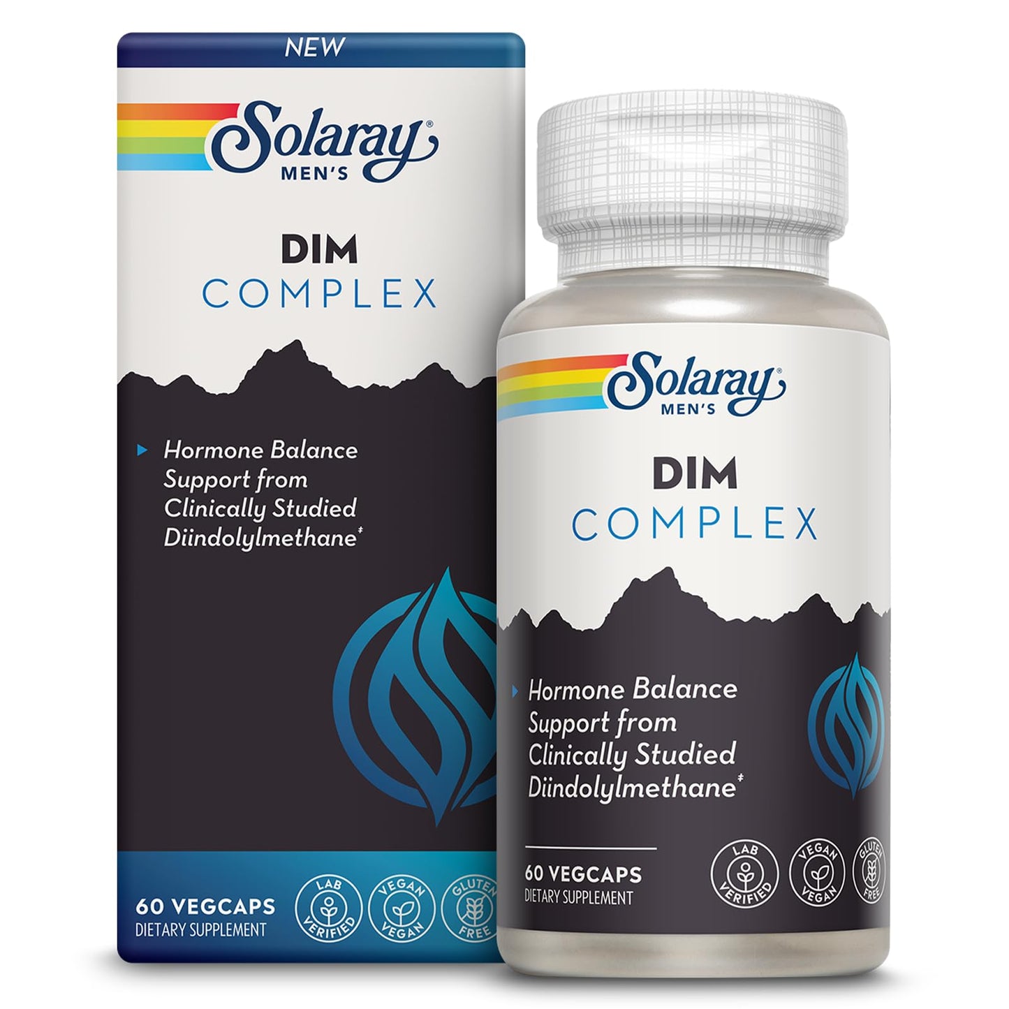 SOLARAY DIM Supplement for Men - Clinically Studied DIM 200mg Supports Hormone Balance - Plus Zinc and Quercetin - Vegan, Gluten Free Capsule, 60 Count