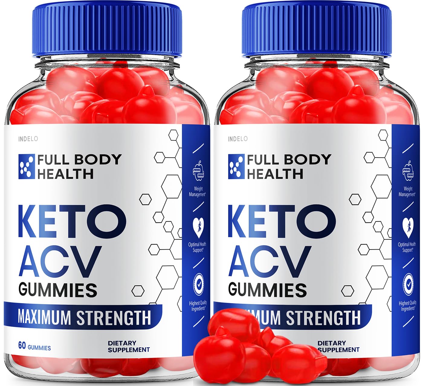 Indelo Full Body Health Keto ACV Gummies, 120 Gummies