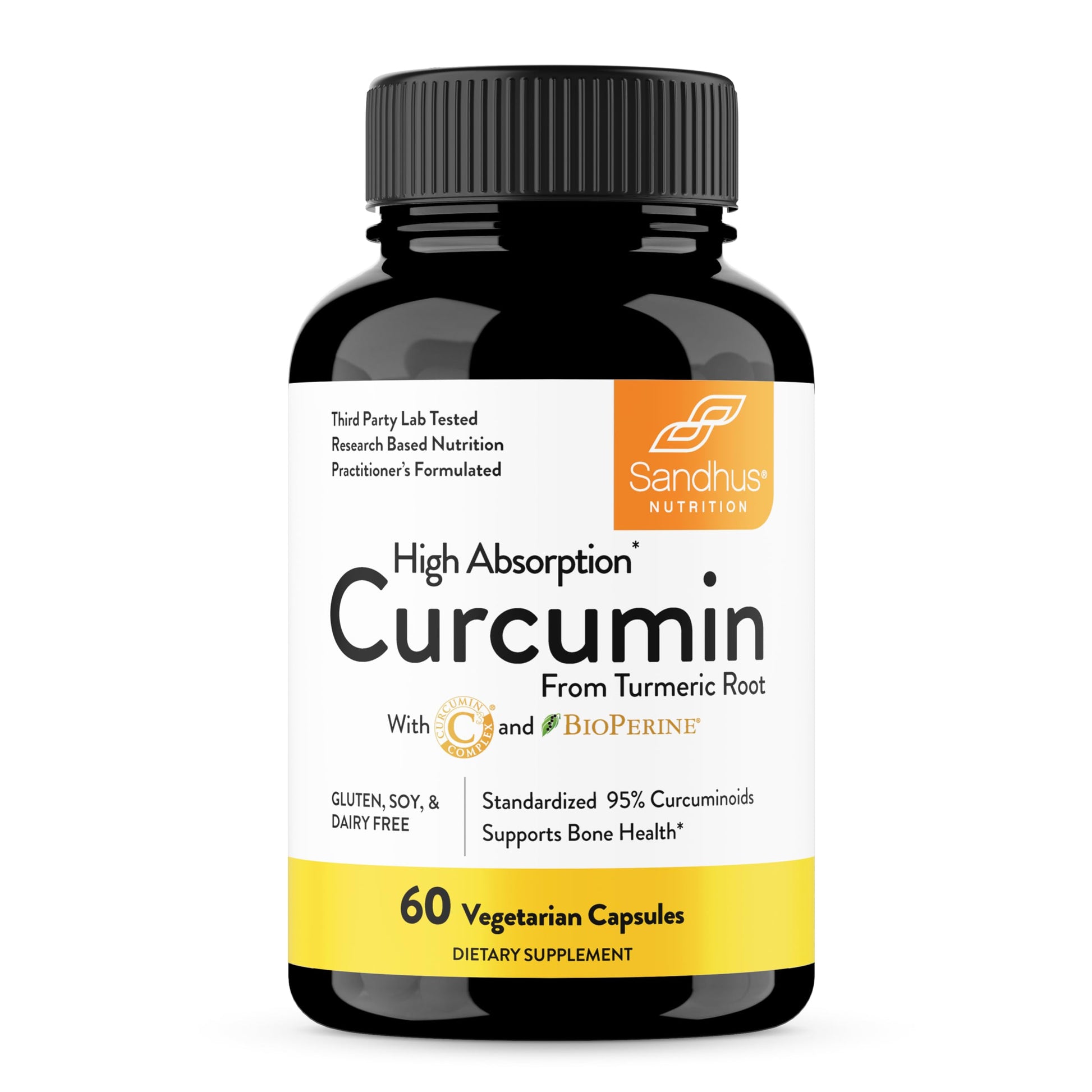 Sandhu's Curcumin C3 Complex with BioPerine 60 Capsules, Non-GMO