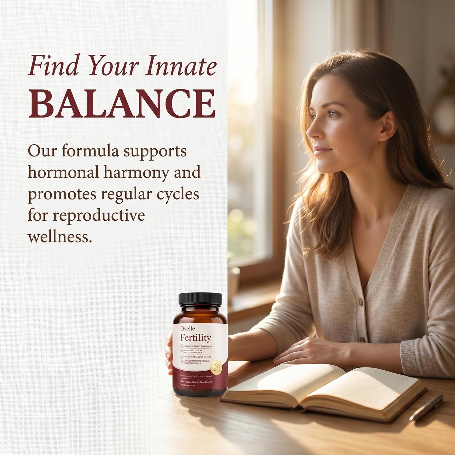 OVELLE FERTILITY Supplement for Women, Hormonal Balance & NAD+ Energy Support, 1 Capsule
