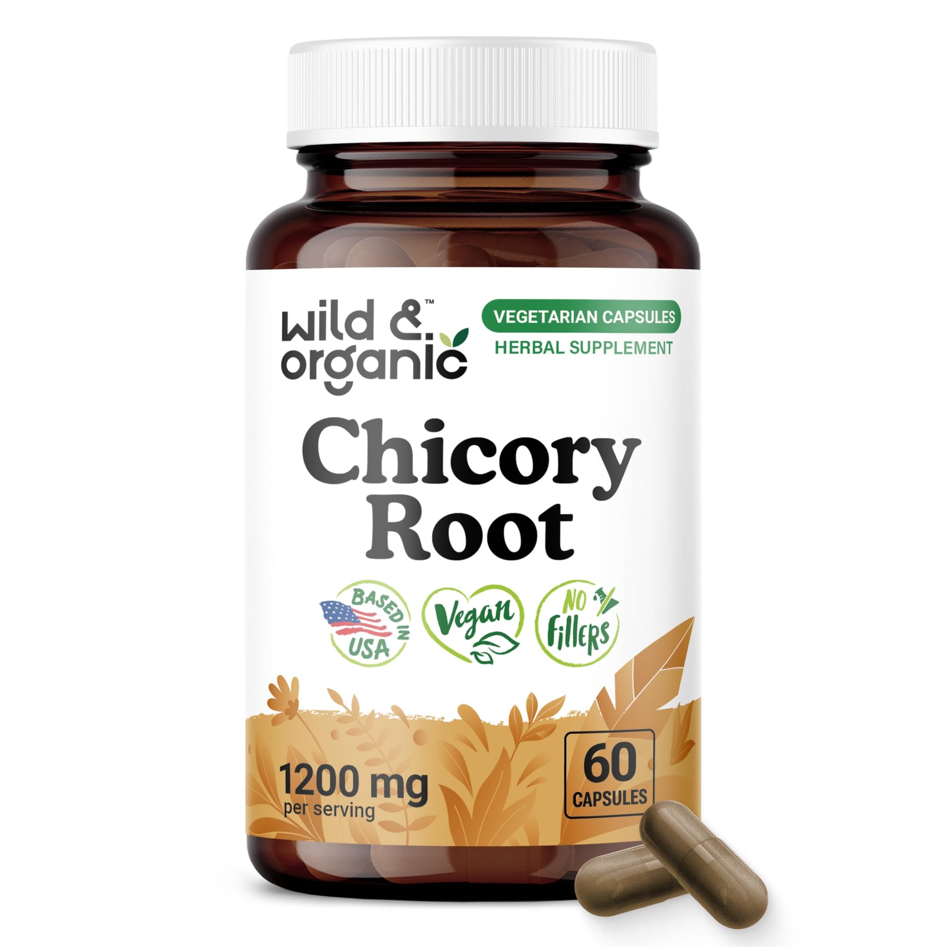 Wild & Organic Chicory Root Capsules 60 Count