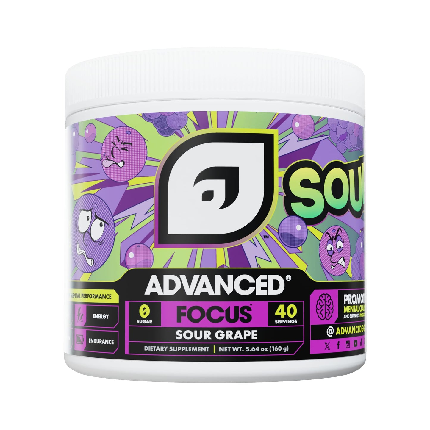Advanced Focus Sour Grape Powder 5.64 Ounce