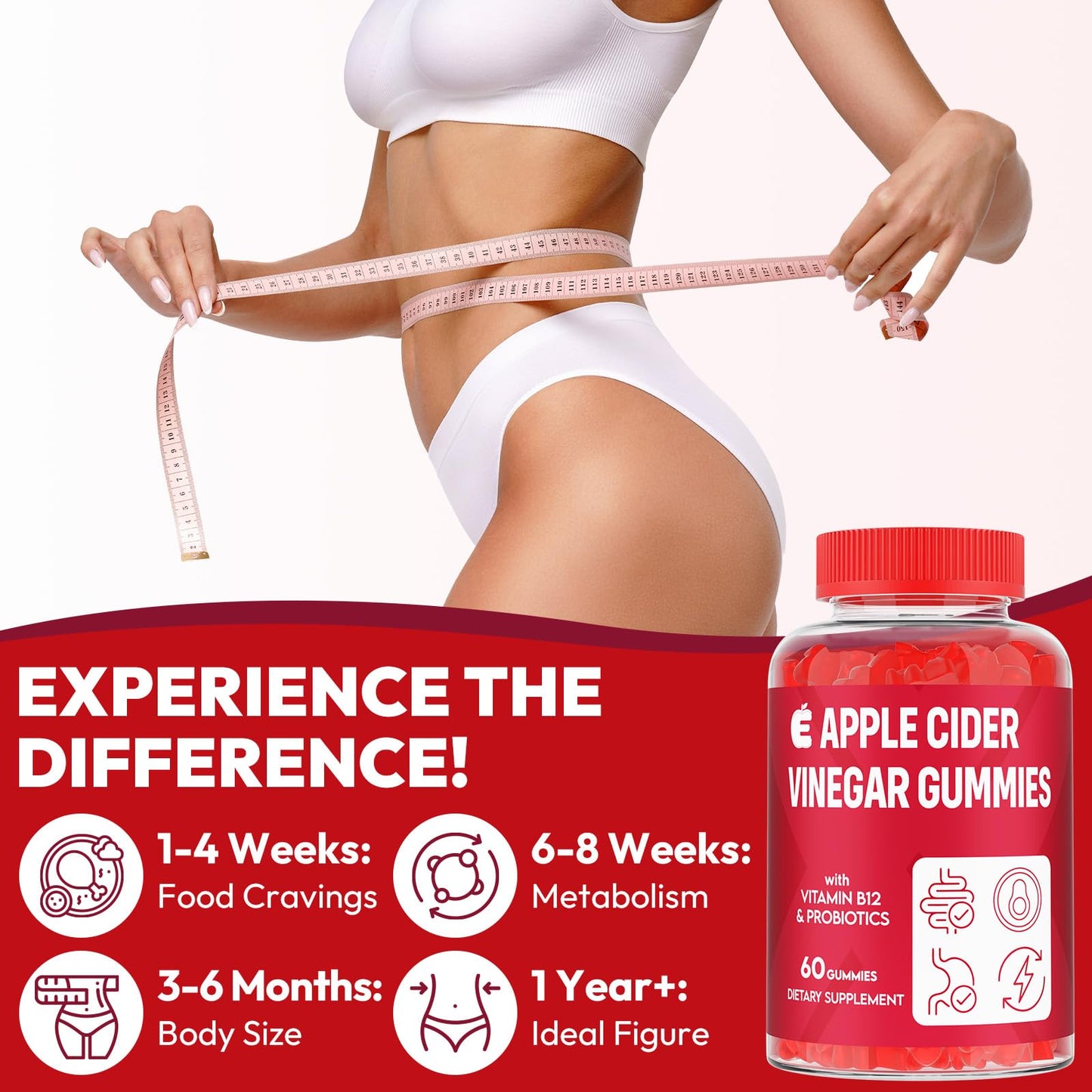 YEKBYOE Apple Cider Vinegar Gummies 2000mg ACV with Mother, 120 Count