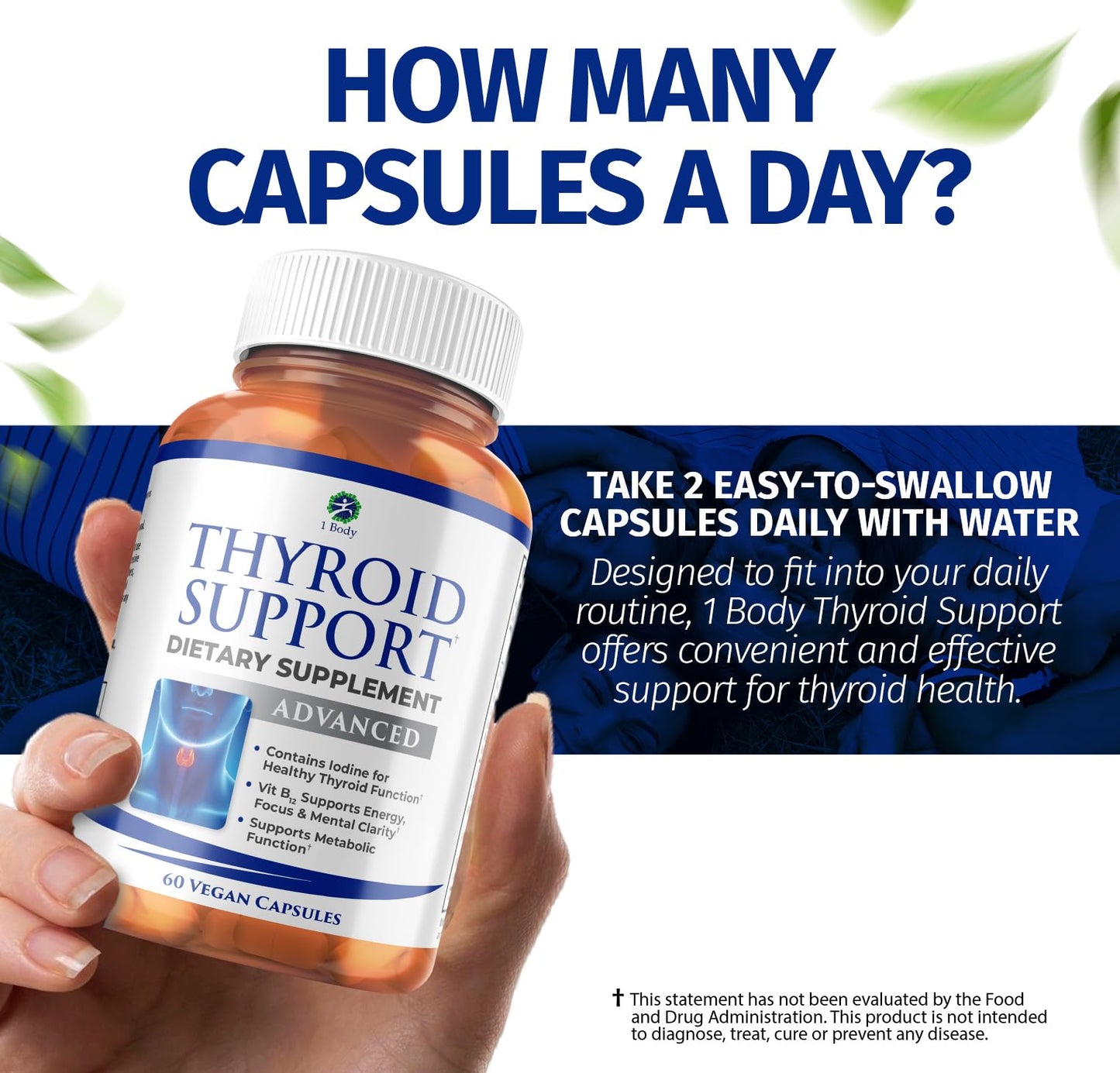 1 Body Thyroid Support Supplement, 60 Capsules