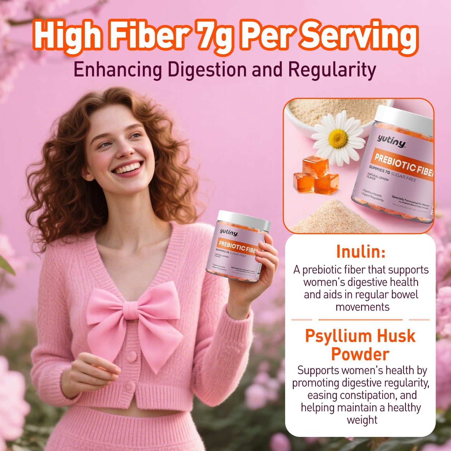 Yutiny Fiber Gummies for Women Gummy, 120 Chews