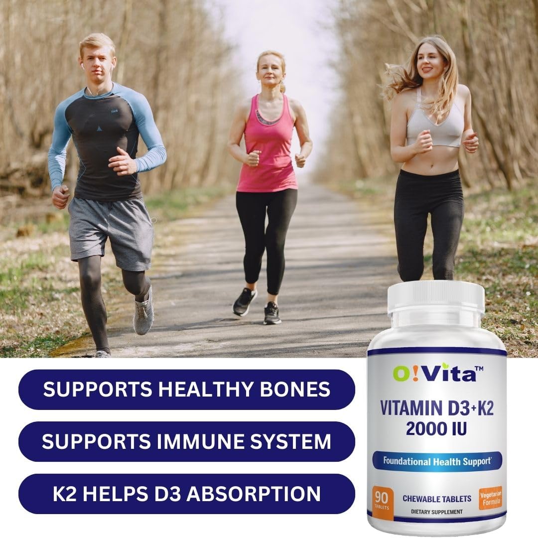 O!VITA Vitamin D3 + K2 2000IU Chewable, 90 Tablets