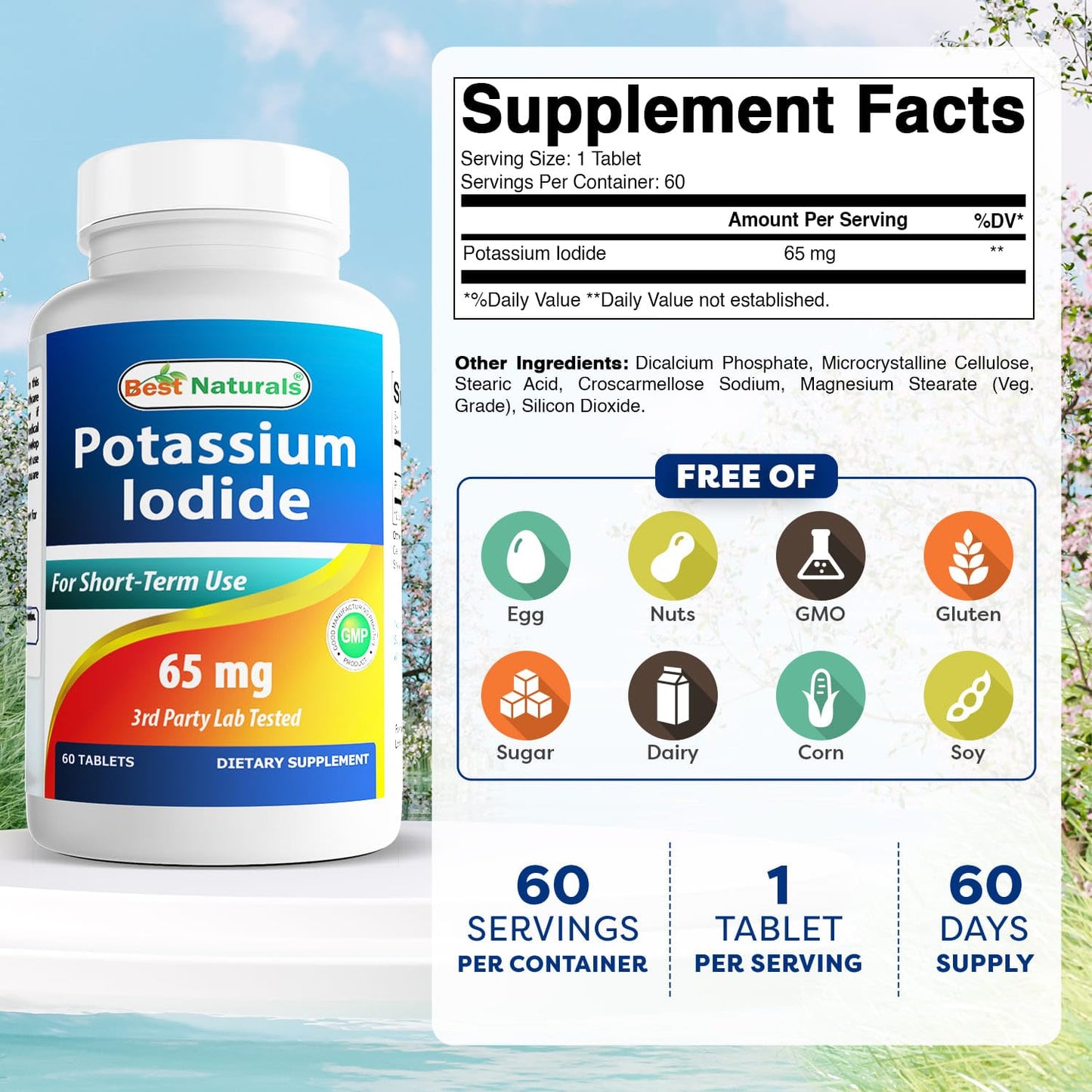 Best Naturals Potassium Iodide 65 mg Tablet, 60 Tablets
