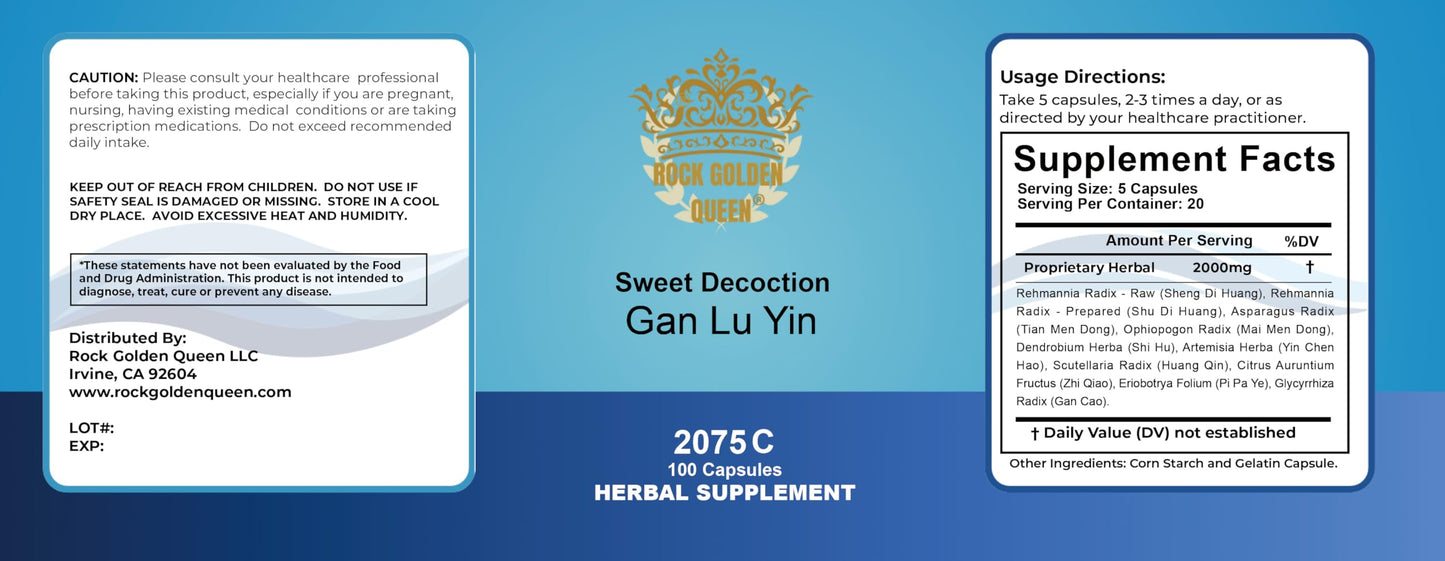 Rock Golden Queen Gan Lu Yin/Sweet Decoction Capsules 100 Count