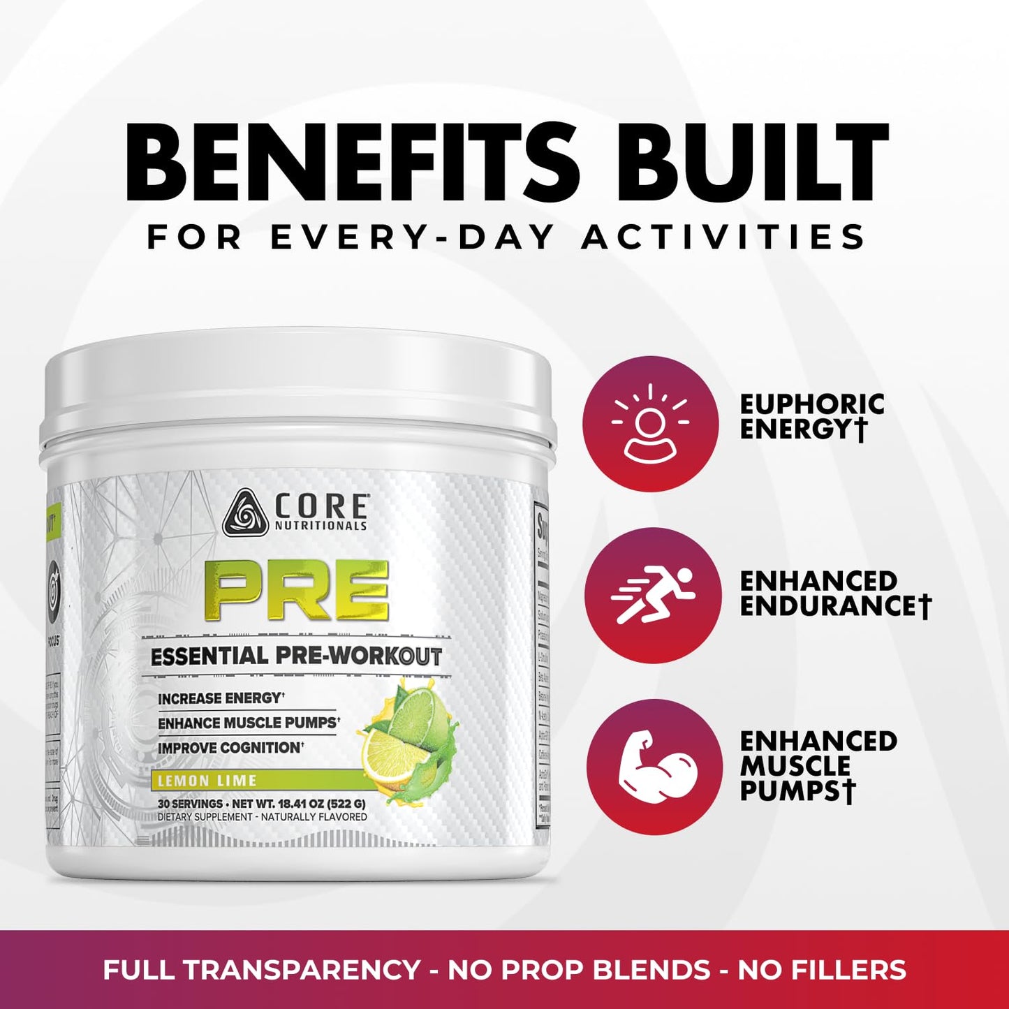Core Nutritionals Essential Pre Workout Powder 30 Servings