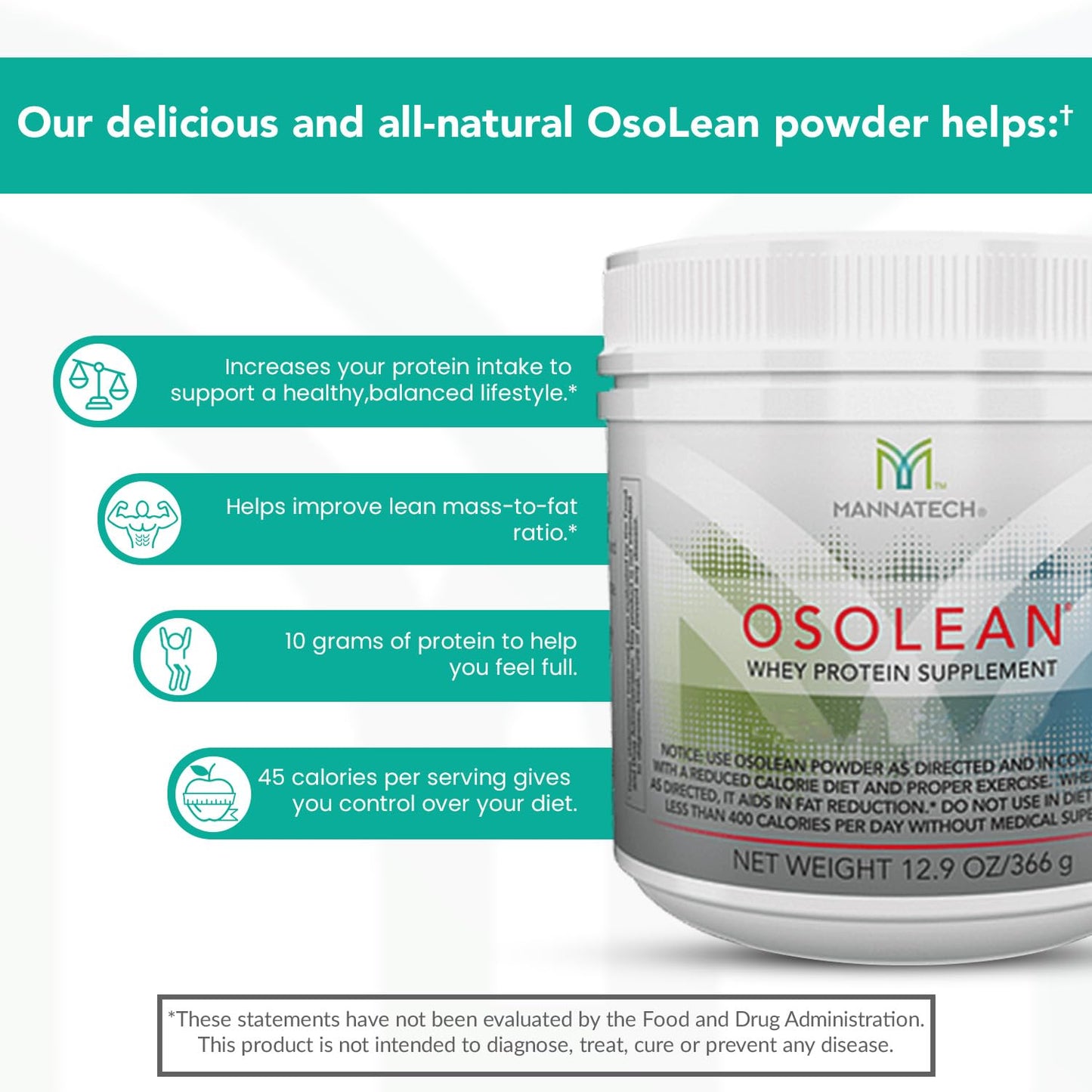 Mannatech Protein Powder OsoLean Canister 12.9 oz