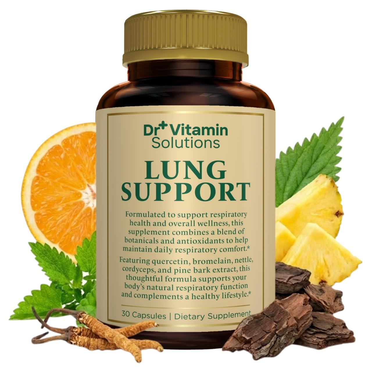 DR VITAMIN SOLUTIONS Lung Detox for Smokers, Mullein Leaf Extract, 10-in-1 Cleanse for Lungs Capsule, 30 Capsules