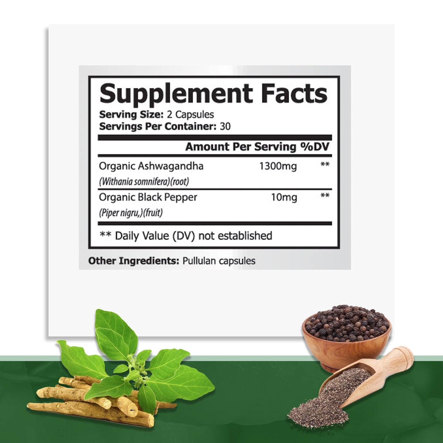 GreeNatr Organic Ashwagandha Capsules with Black Pepper for Enhanced Absorption, 60 Veggie Capsules