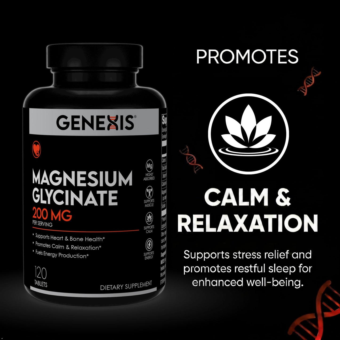 Genexis Magnesium Glycinate 200mg Tablets, 120 Tablets