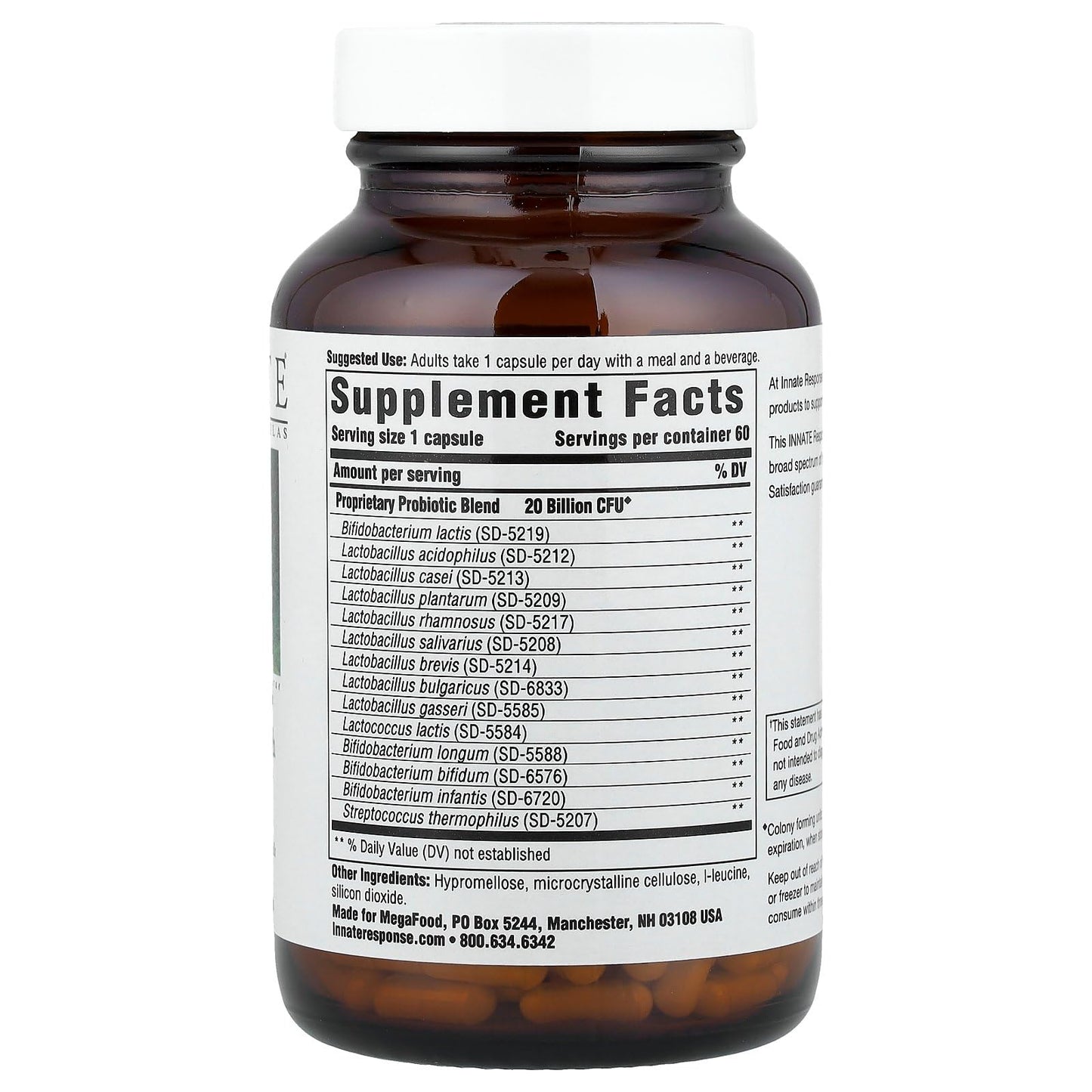 Innate Response Formulas Flora 20-14 Ultra Strength Probiotics for Digestive Health, 60 Capsules