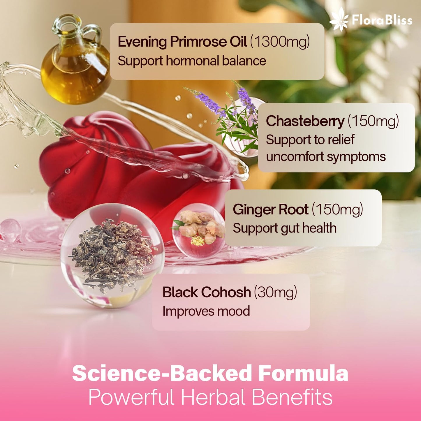 FloraBliss Evening Primrose Oil Gummies, 90 Count