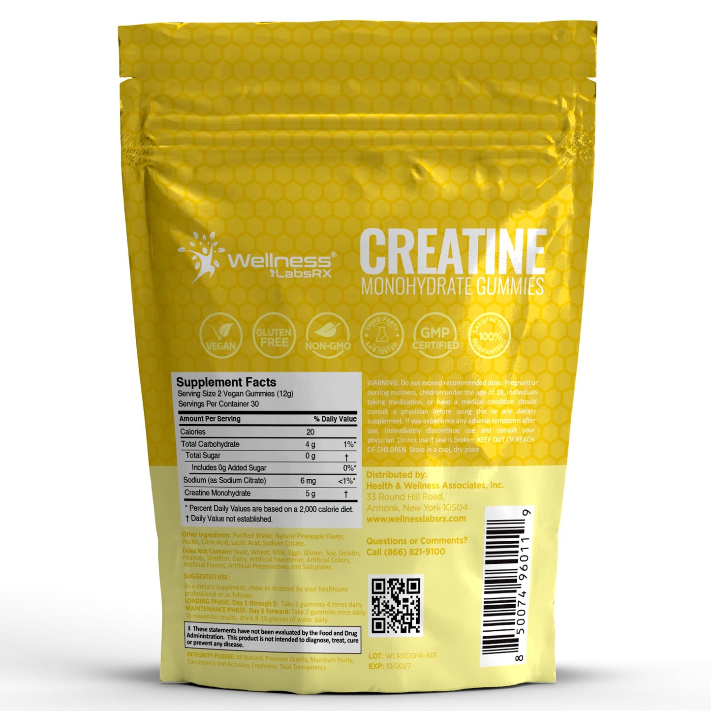 WELLNESS LABSRX Creatine Monohydrate Gummy, 60 Count