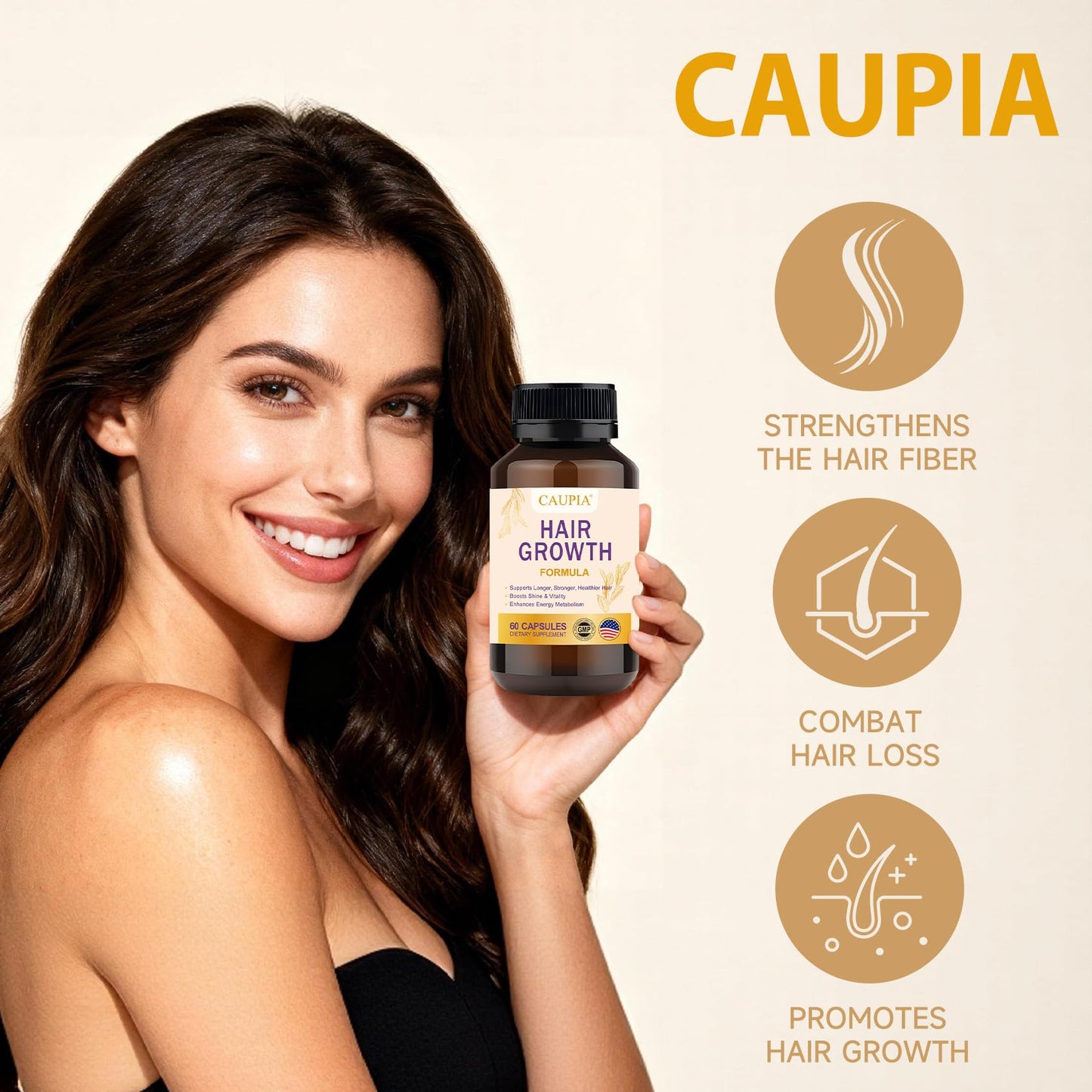 CAUPIA Hair Energy Supplement Capsules for Hair Growth and Scalp Support, 60 Capsules