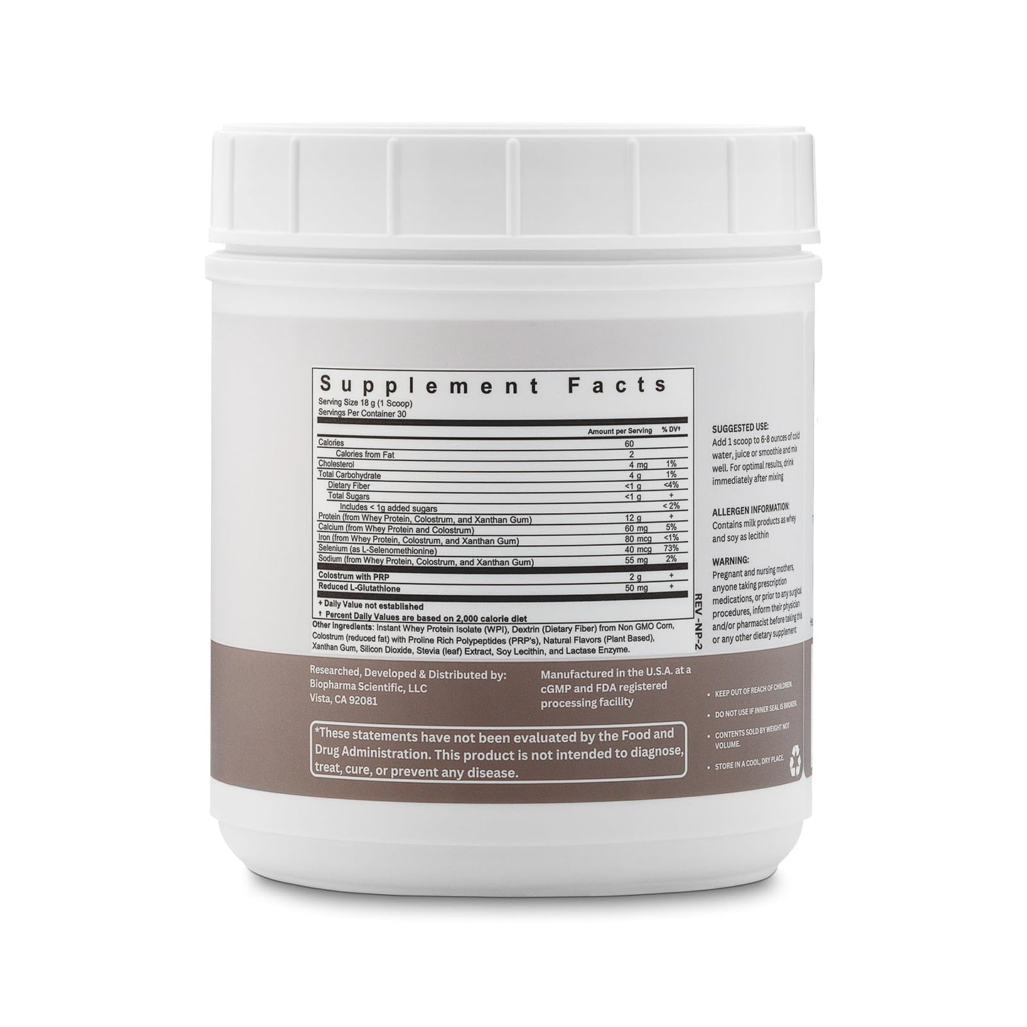 Biopharma Scientific Nanopro Immune Whey Protein Powder 19.2 oz