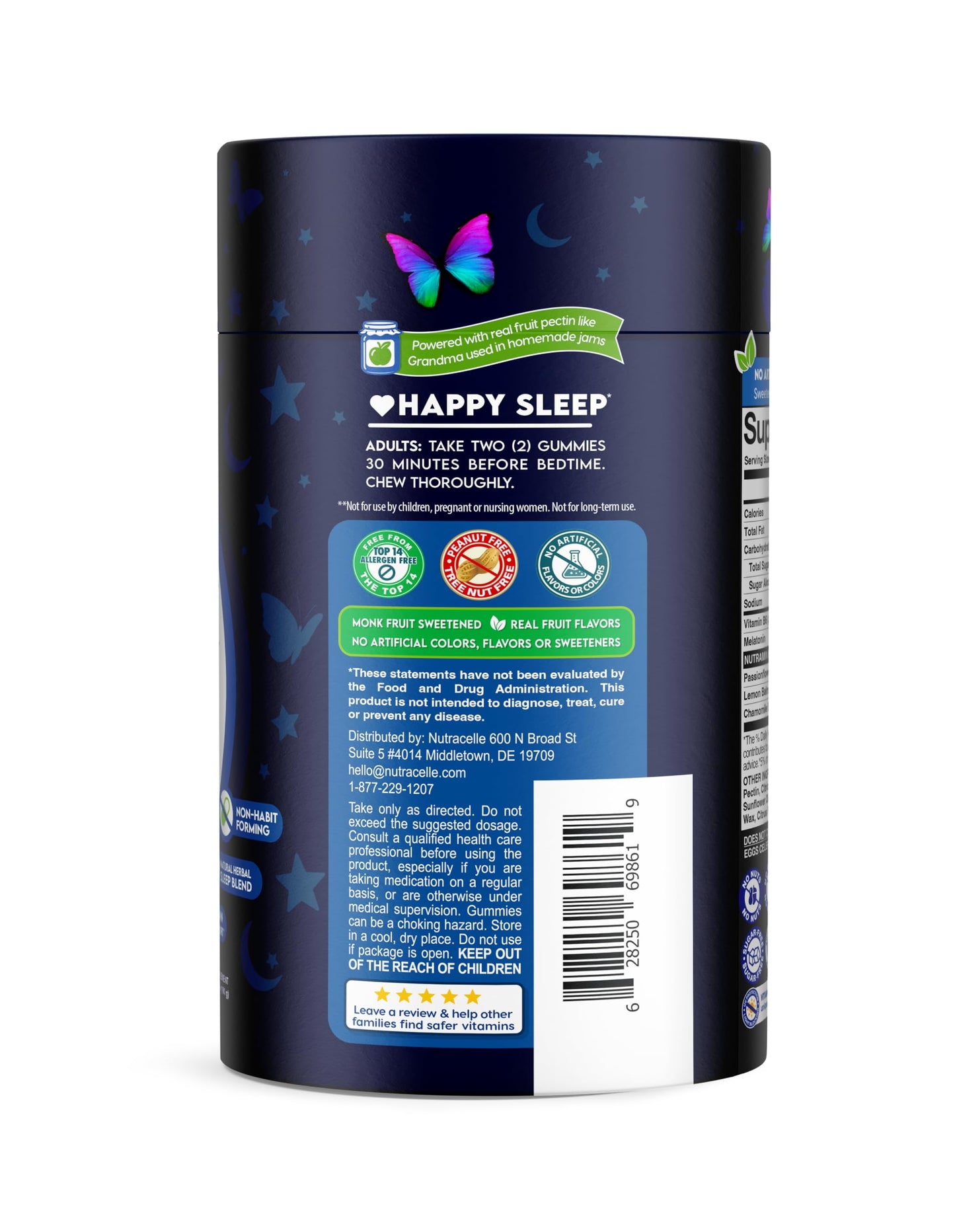 Nutracelle Nutramin Sleep Boost - Dual Sleep Formula Melatonin + Herbal Blend - Sugar-Free, Vegan, Apple Pectin, Dark Cherry, 60 Gummies