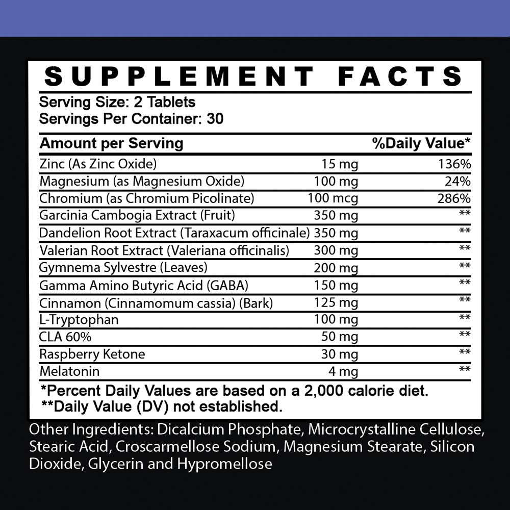 Angry Supplements Garcinia Cambogia PM Weight Loss Sleep Support with Valerian Root & Melatonin, Tablet, 60 Count