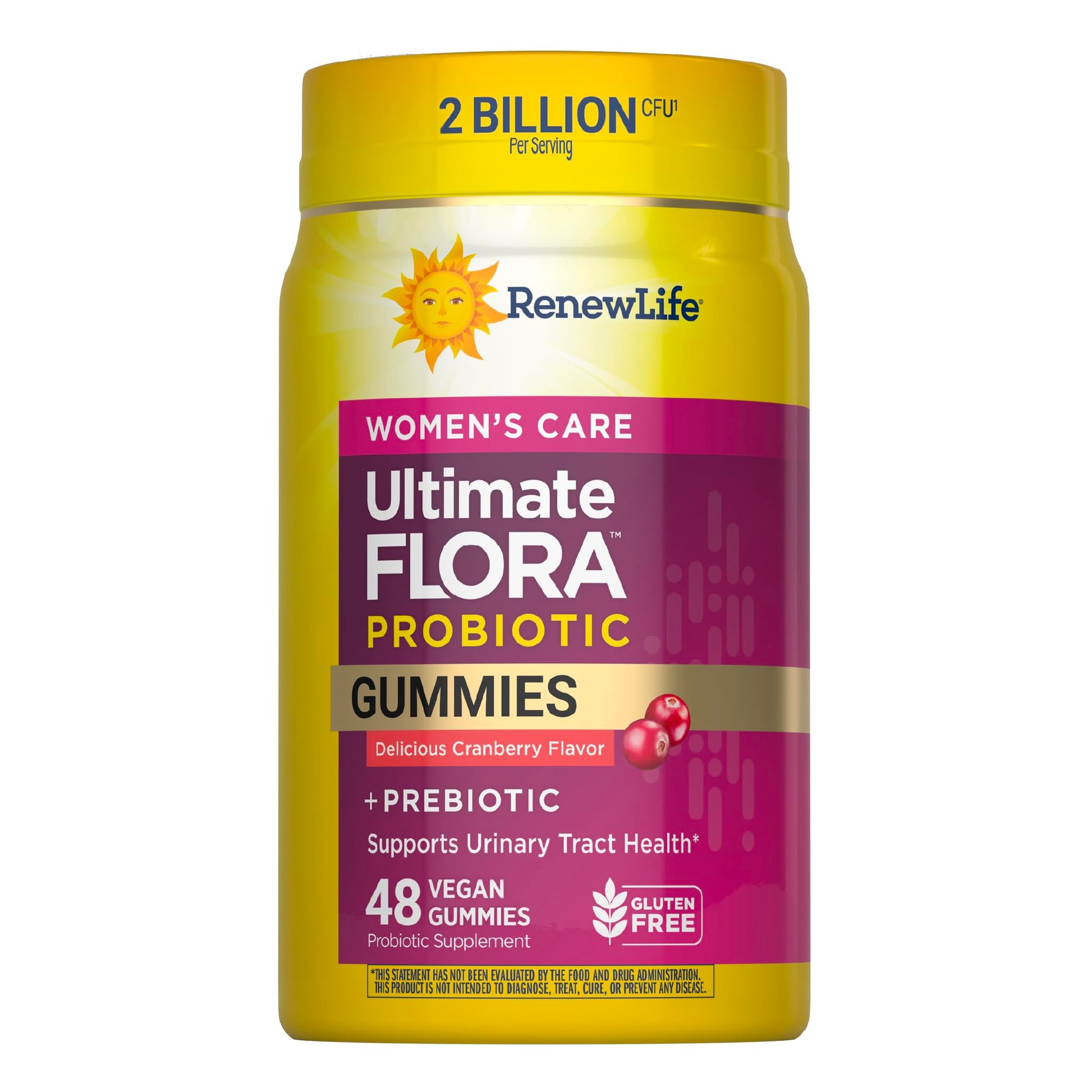 Renew Life Women's Care Cherry Prebiotic and Probiotic Gummies, 2 Billion CFU, 48 Count