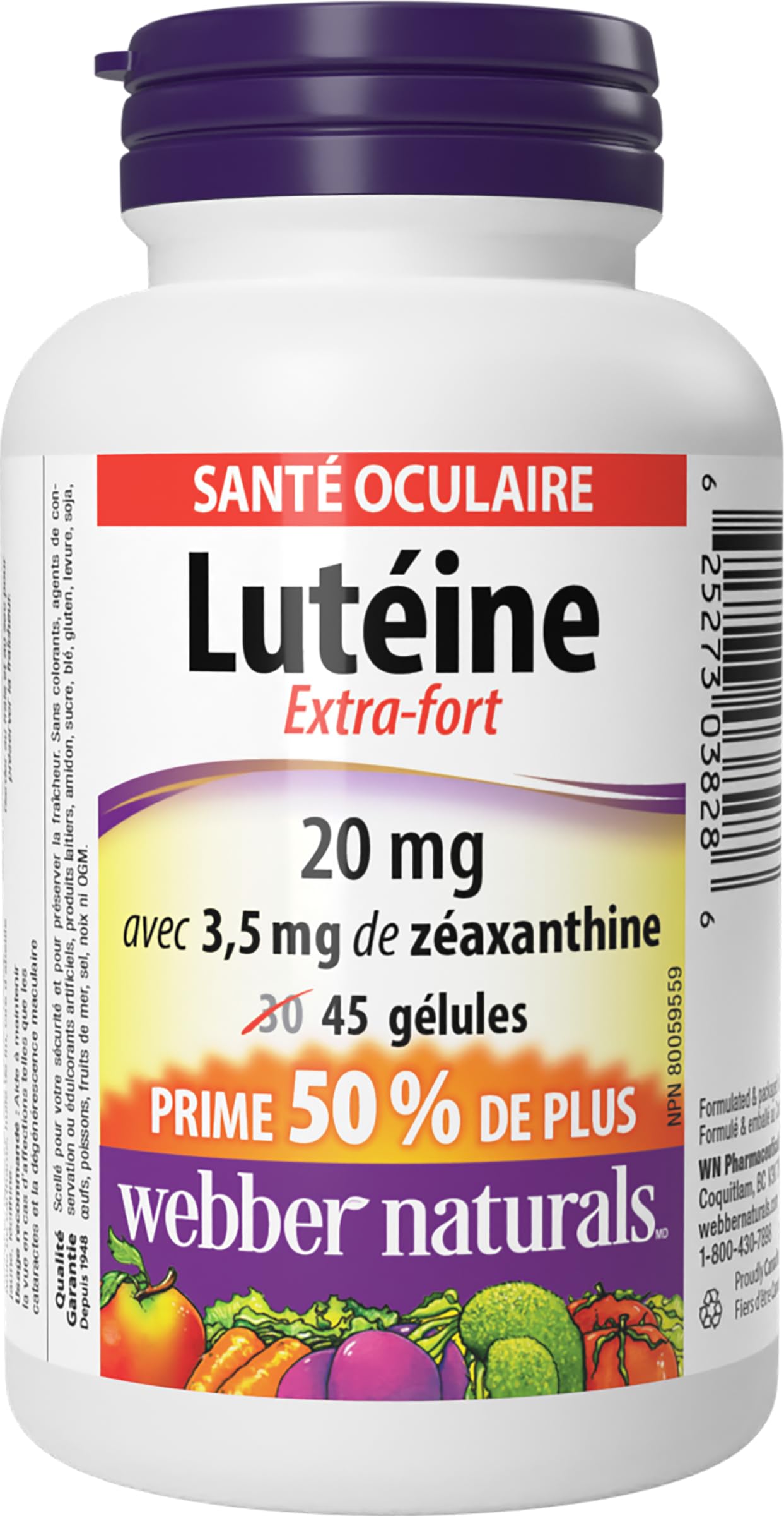 Webber Naturals Lutein with Zeaxanthin Softgel 45 Softgels