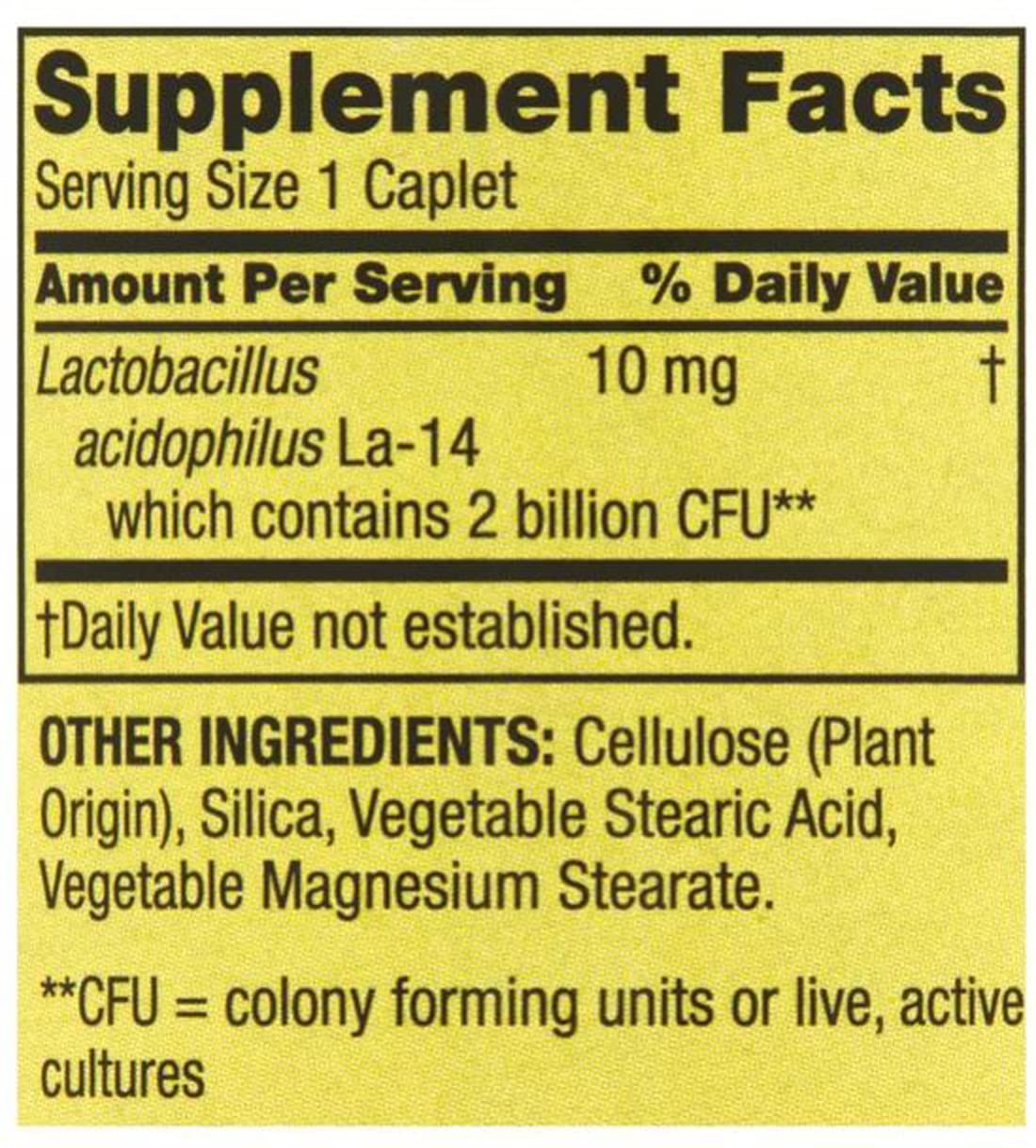 Generic Probiotic Acidophilus Dietary Supplement Caplets 100 Count