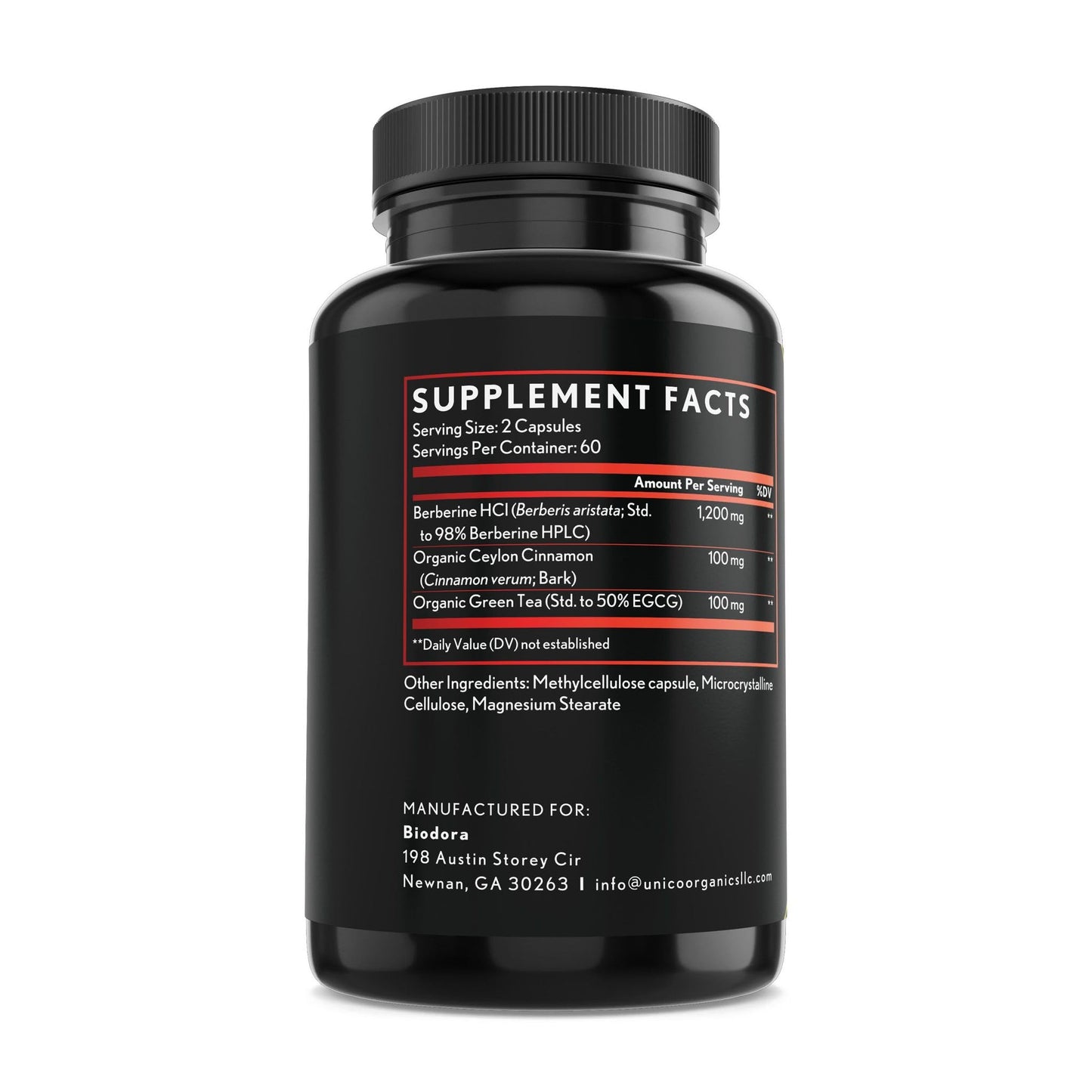 Biodora Berberine Advanced Plus with 1200mg Berberine, 100mg Ceylon Cinnamon and 100mg Green Tea Extract - 1400mg Per Dose, 120 Capsules