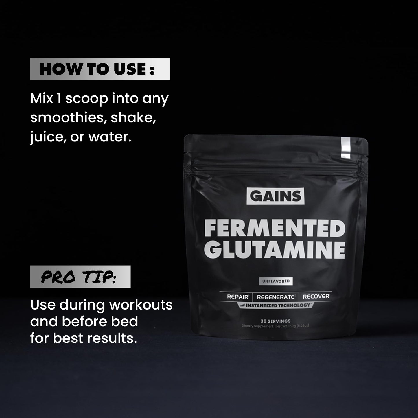 GAINS IN BULK L-Glutamine Powder 1.1 Pound