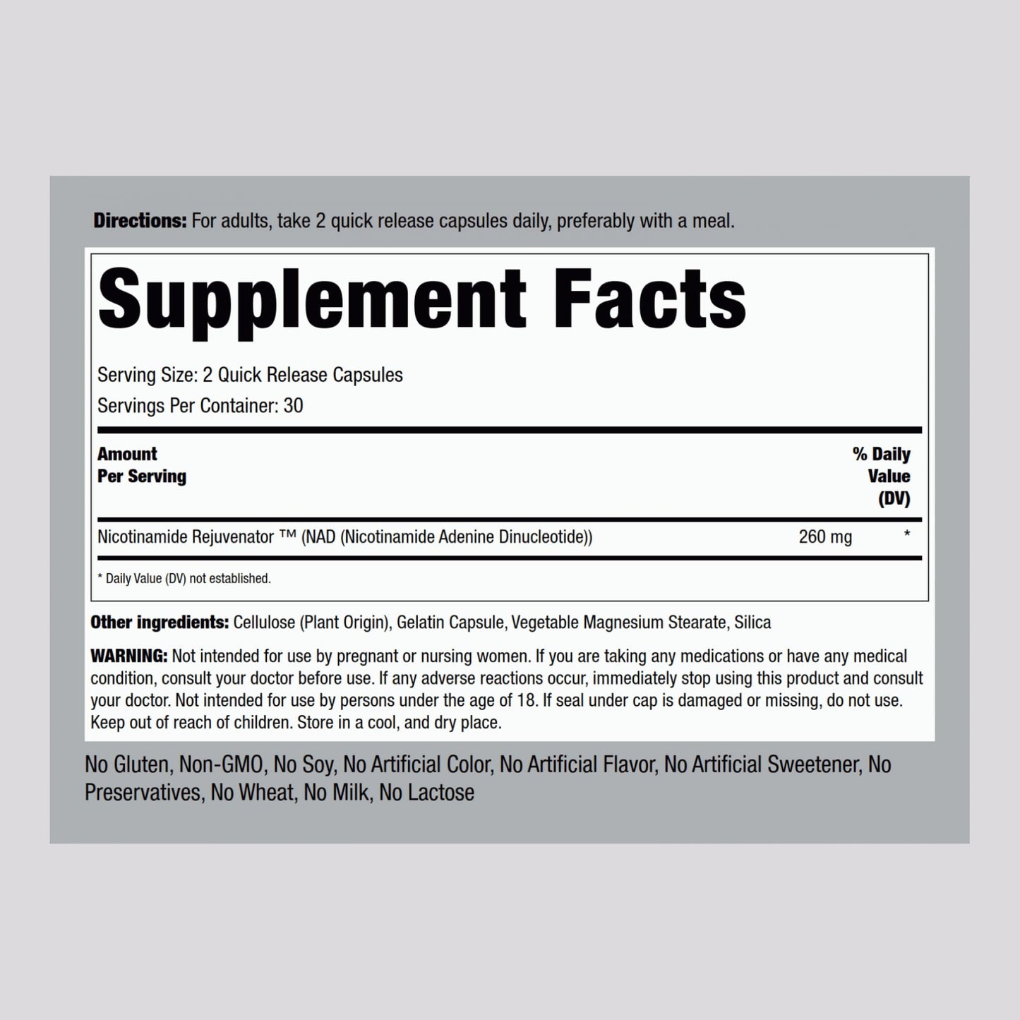 Piping Rock NAD Supplement Capsule 60 Count