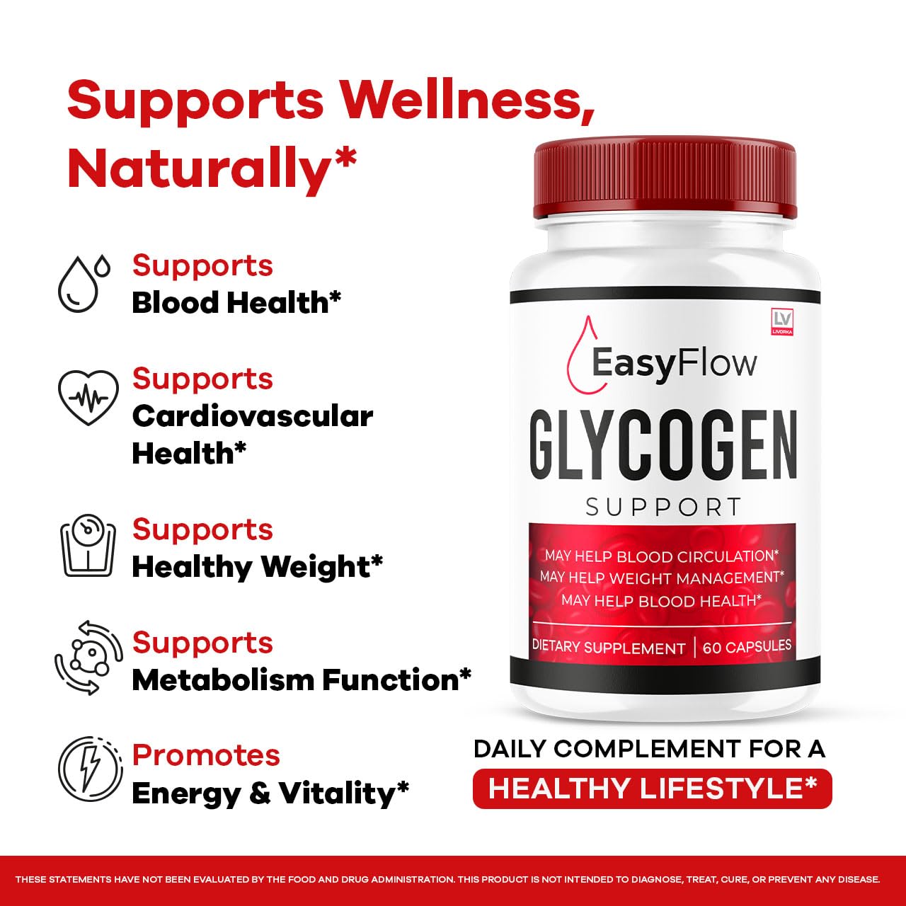 LIVORKA Easy Flow Glycogen Support, 300 Capsules