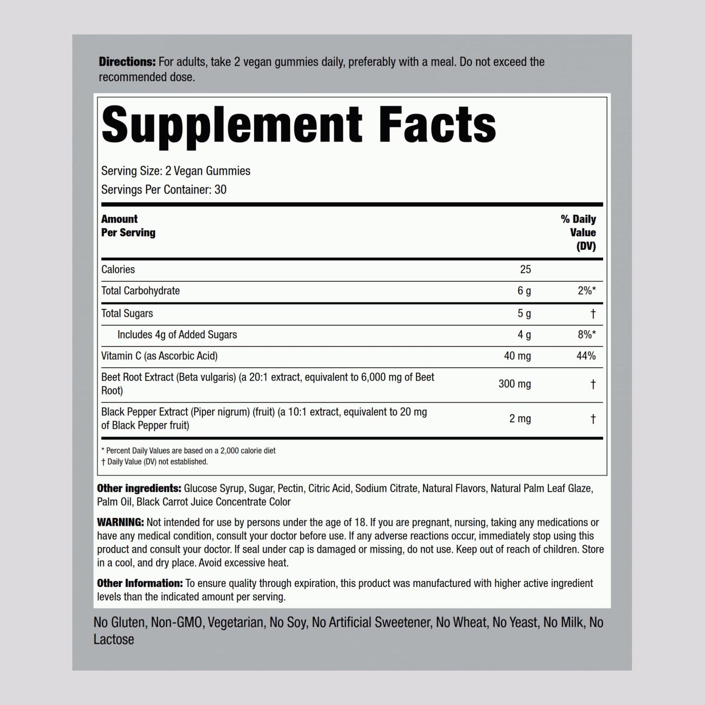 Piping Rock Beet Root Gummies 60 Count